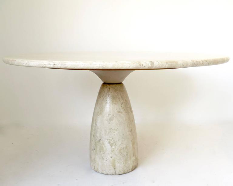 Travertine Round Dining Table by German Designer Peter Draenert at