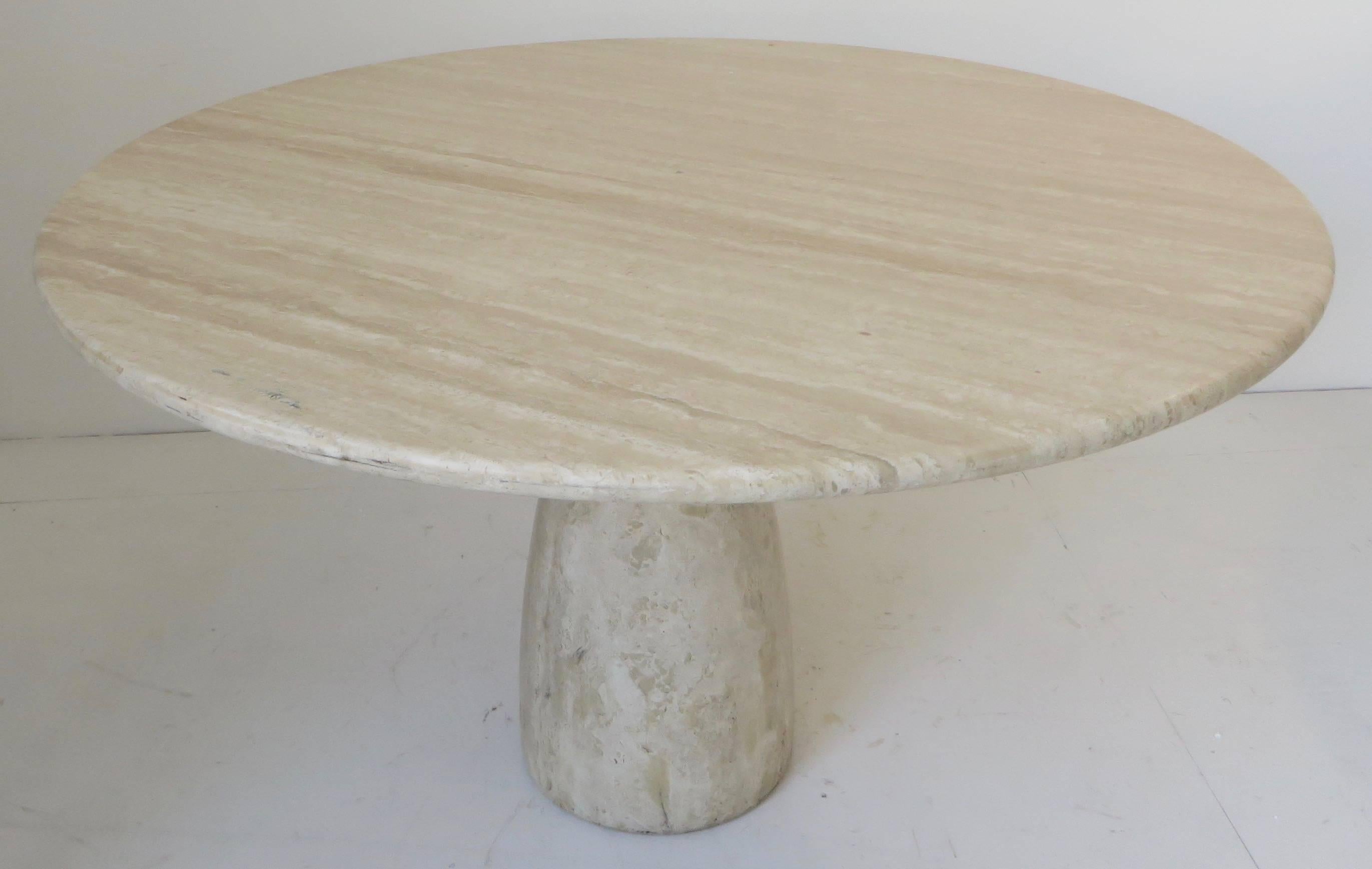 Travertine Round Dining Table by German Designer Peter Draenert In Excellent Condition In Chicago, IL
