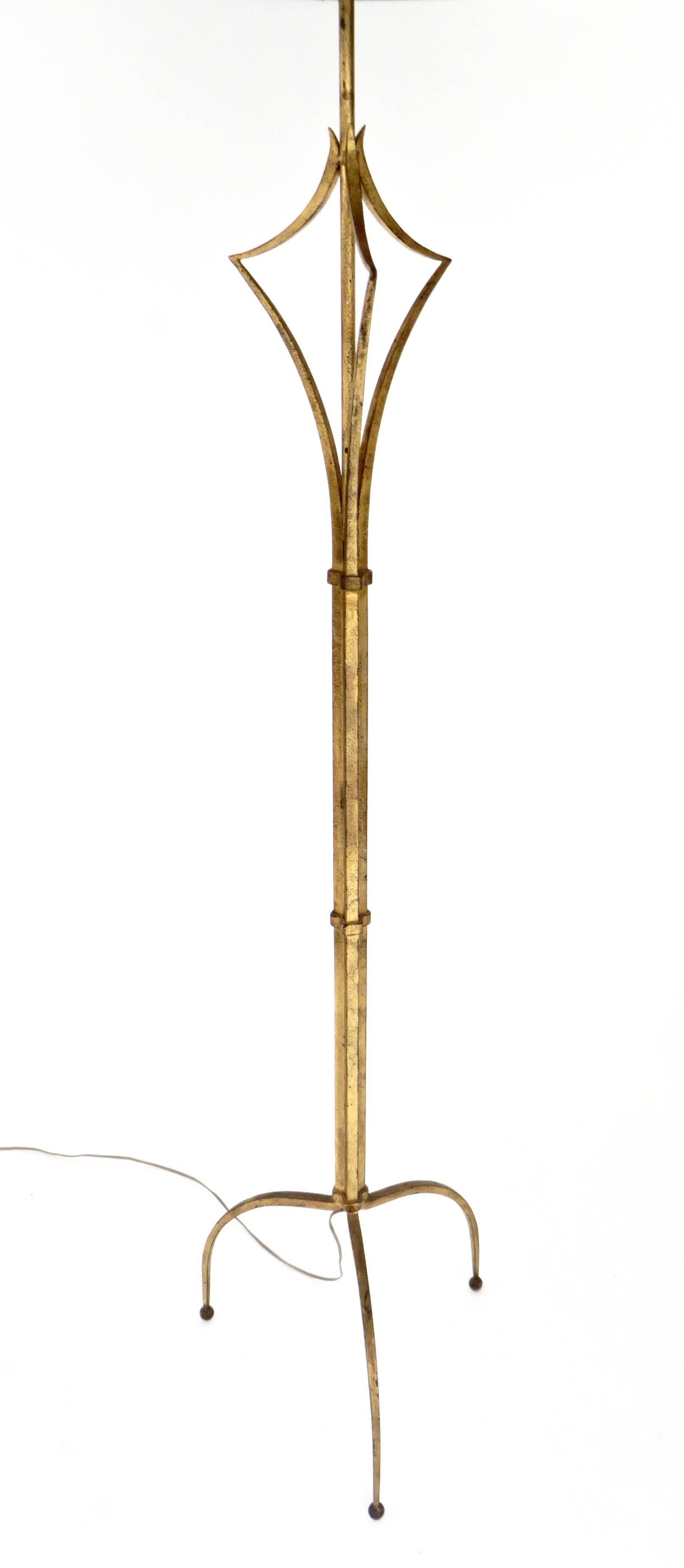 Mid-Century Modern French Gilded Iron Floor Lamp in the Manner of Felix Agostini