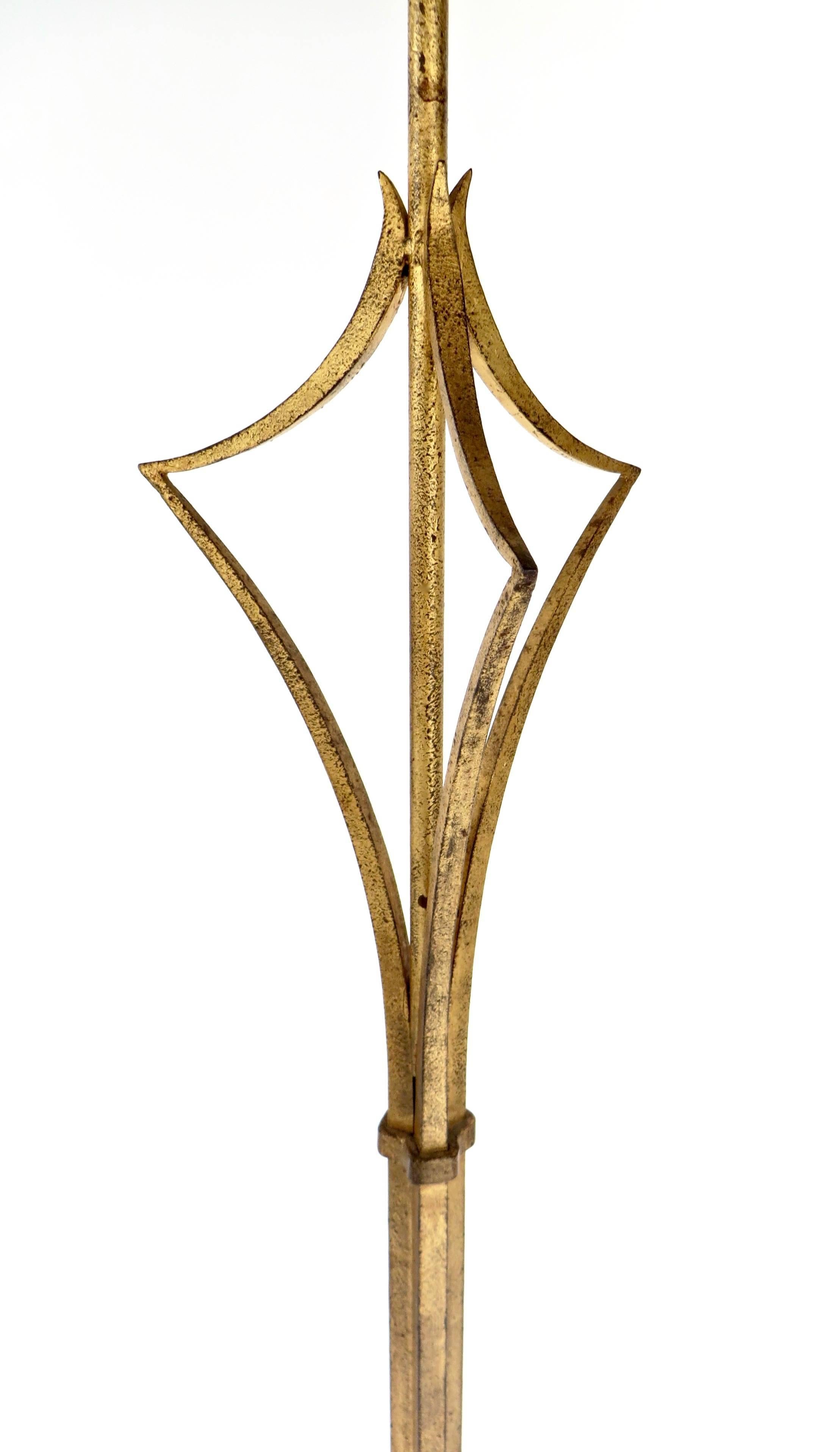 Wrought Iron French Gilded Iron Floor Lamp in the Manner of Felix Agostini