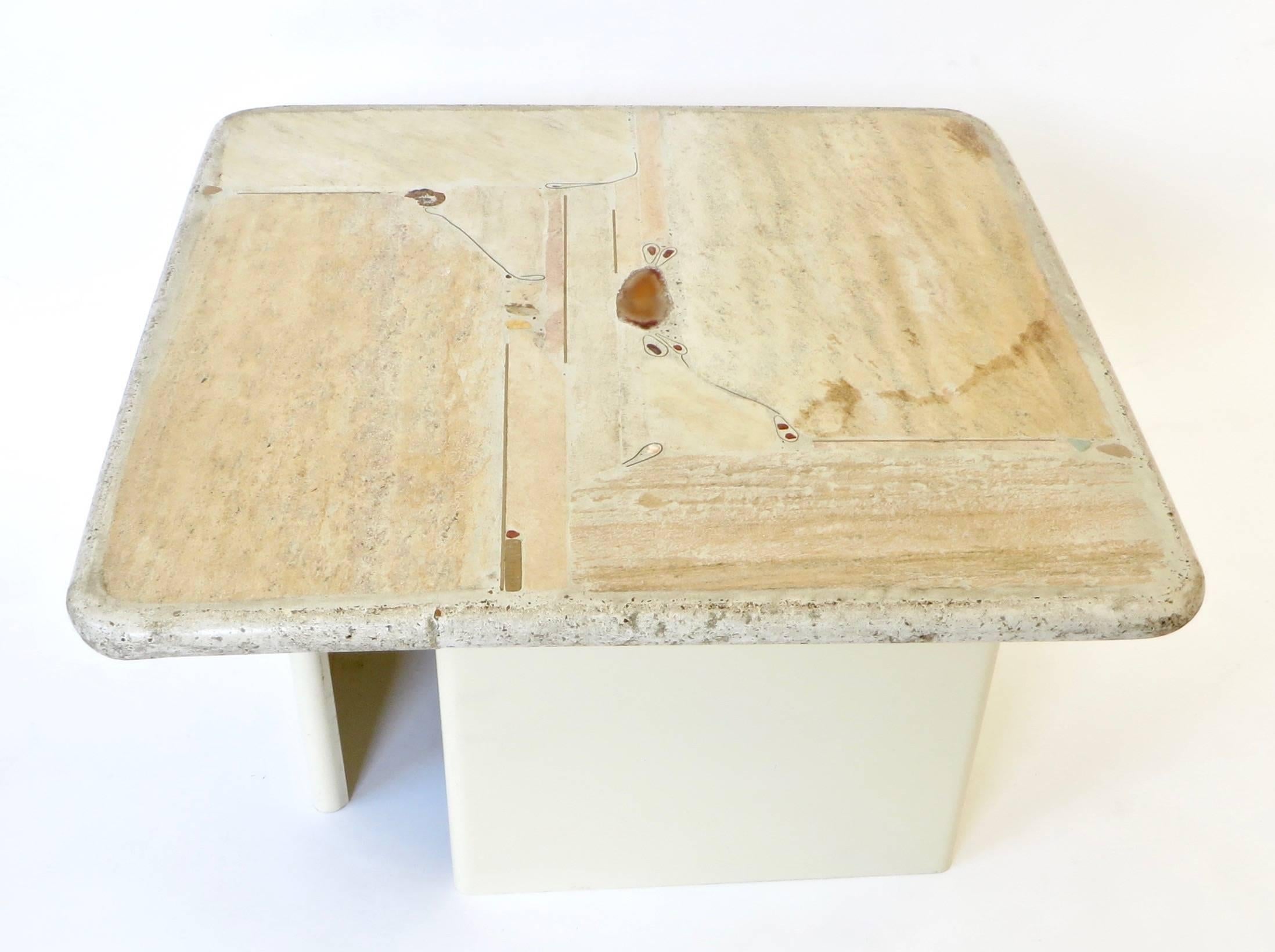 Late Period Mixed Stone and Brass Coffee Table by Dutch Artist Paul Kingma, 2000 In Excellent Condition In Chicago, IL