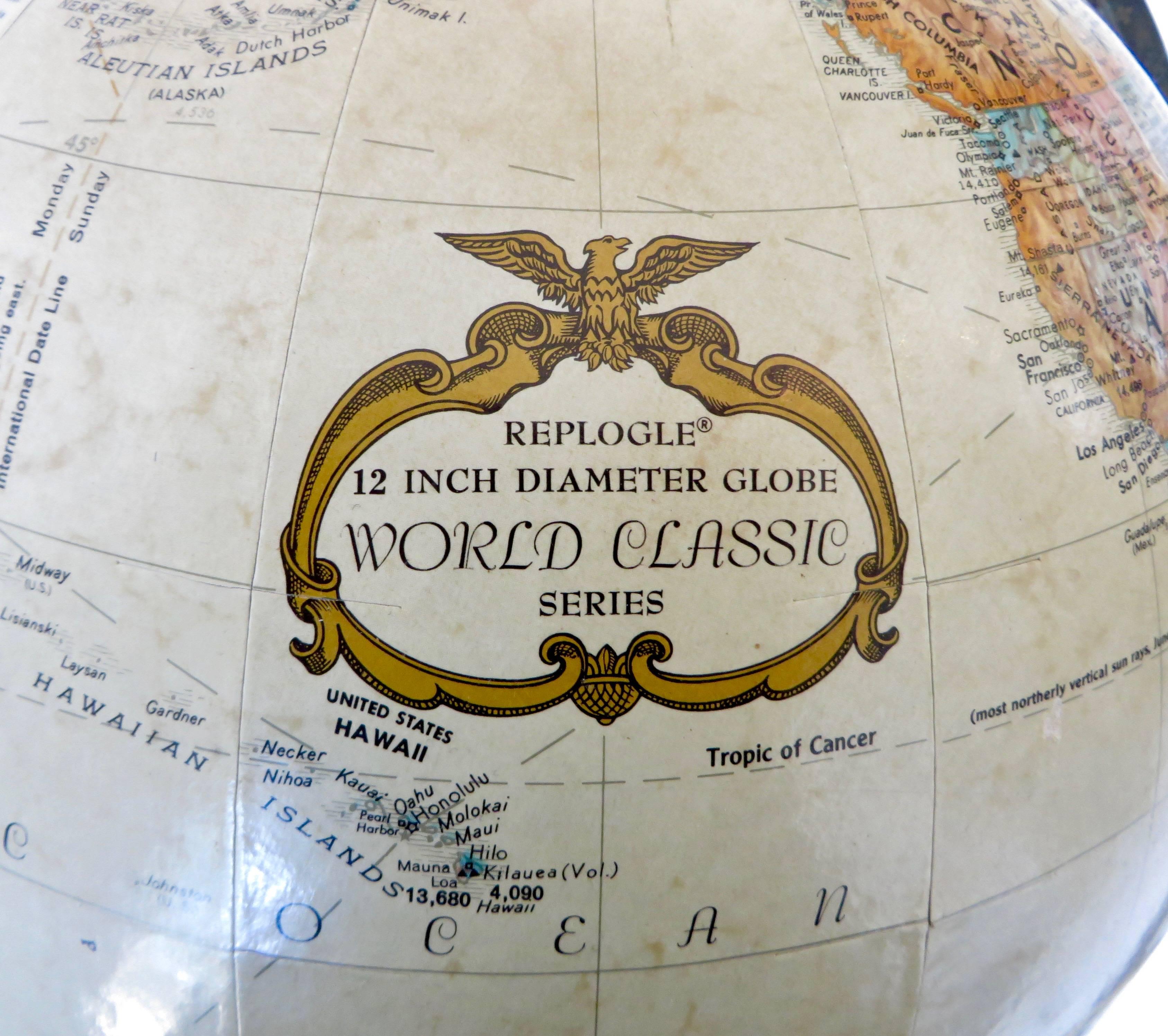 Brass Reploge World Classic Standing Globe