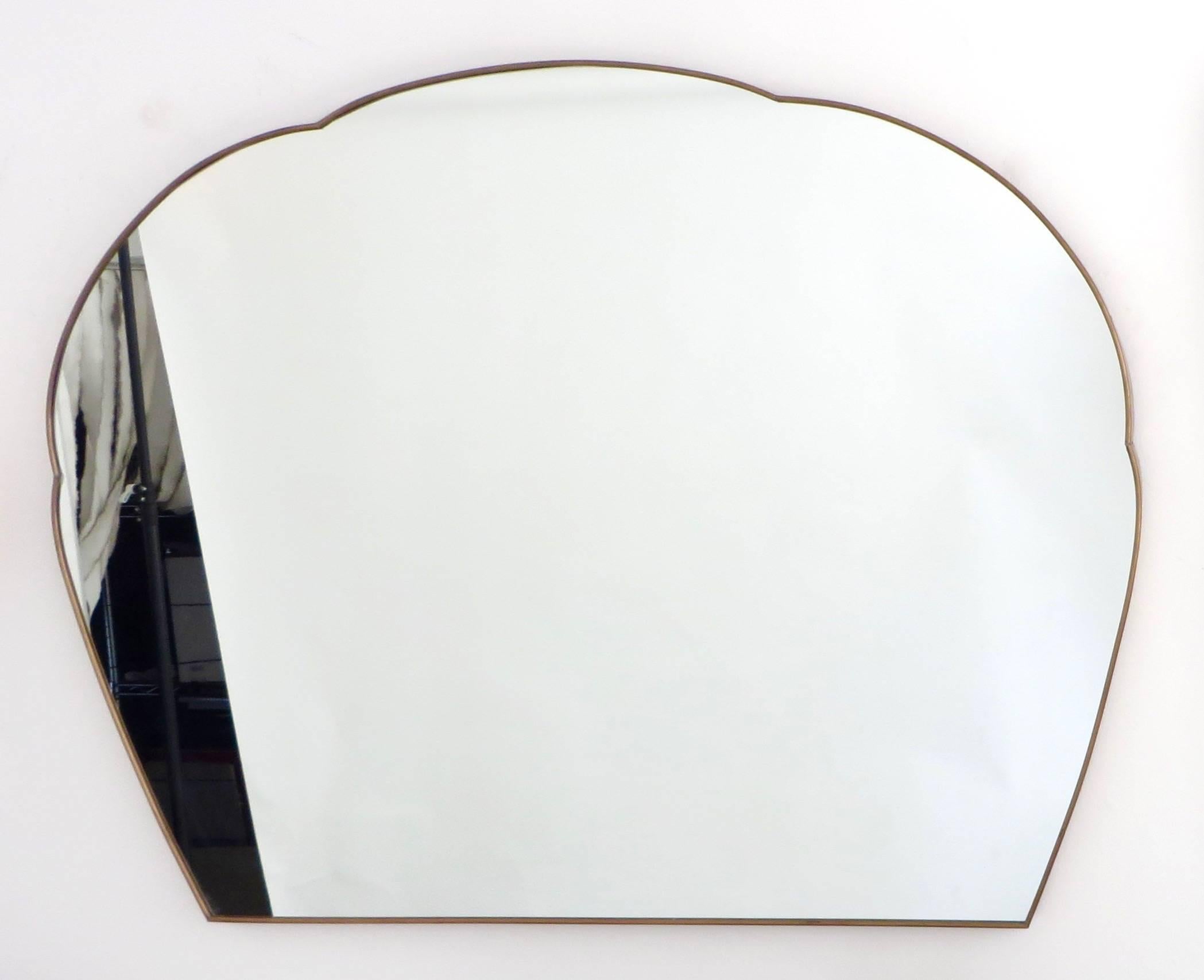 Monumental Italian Brass Framed Mirror With Cloud Shaped Top 1