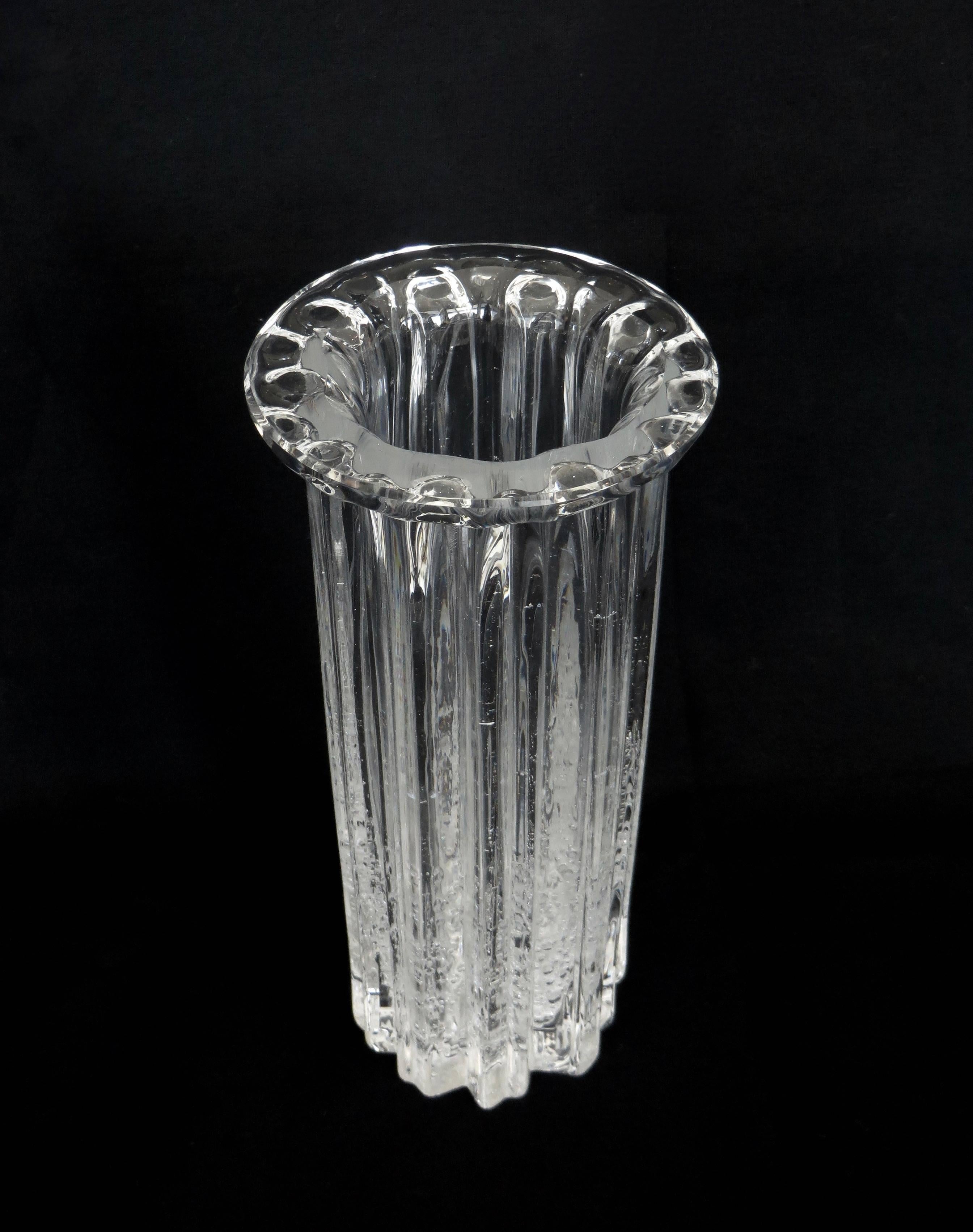 Mid-Century Modern Clear Glass Vase Attributed to Iittalia, Finland, circa 1960