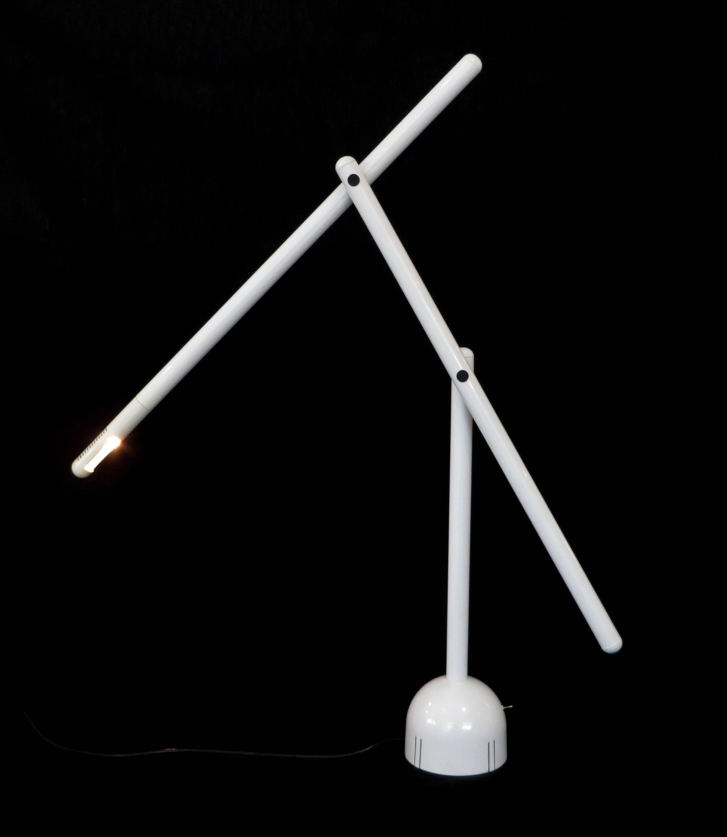 Enameled Italian Mira Table Lamp by Mario Arnaboldi for Programmaluce in White