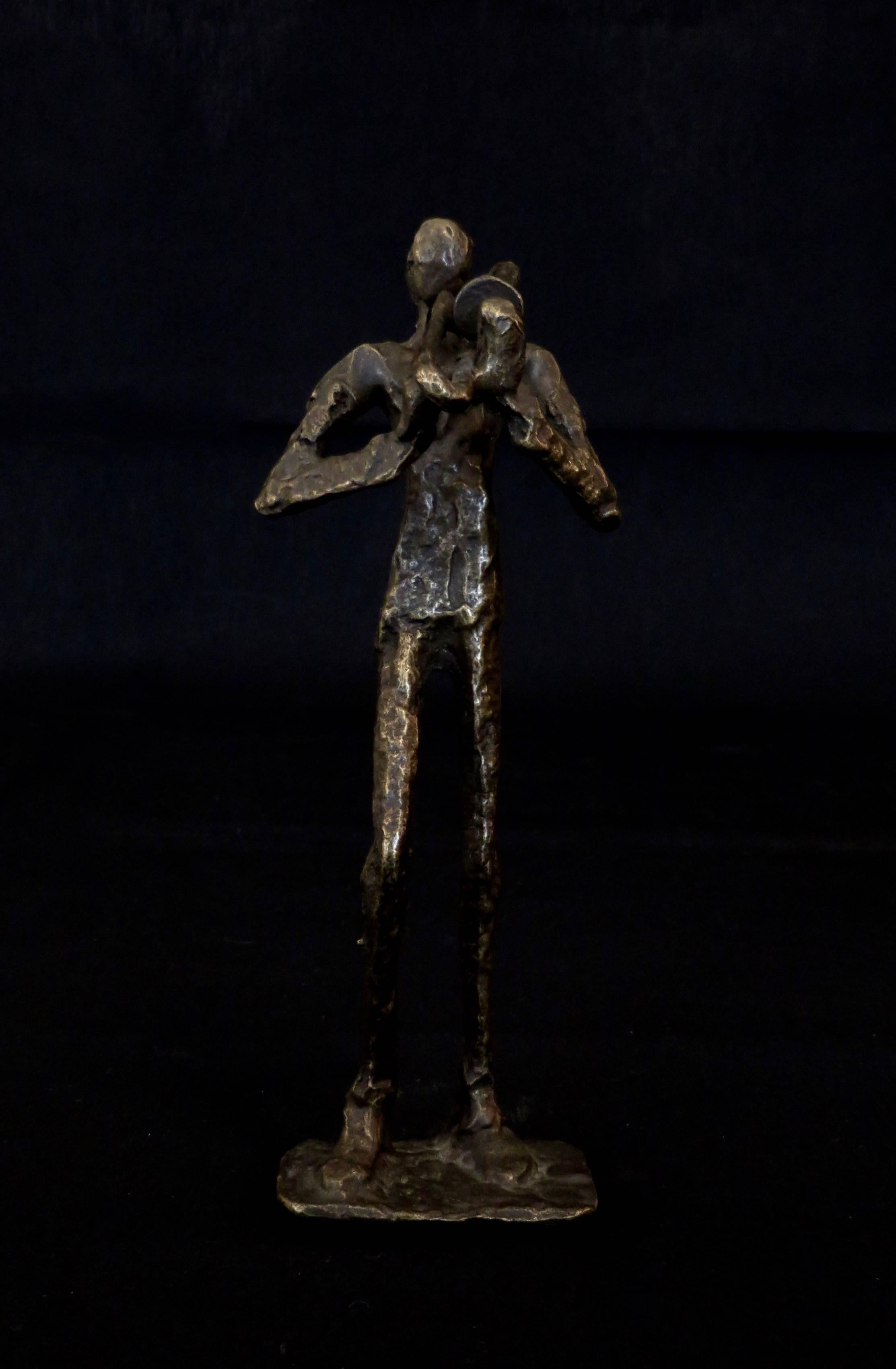 Abstract Cast Bronze Sculpture of a Trombonist In Excellent Condition In Chicago, IL