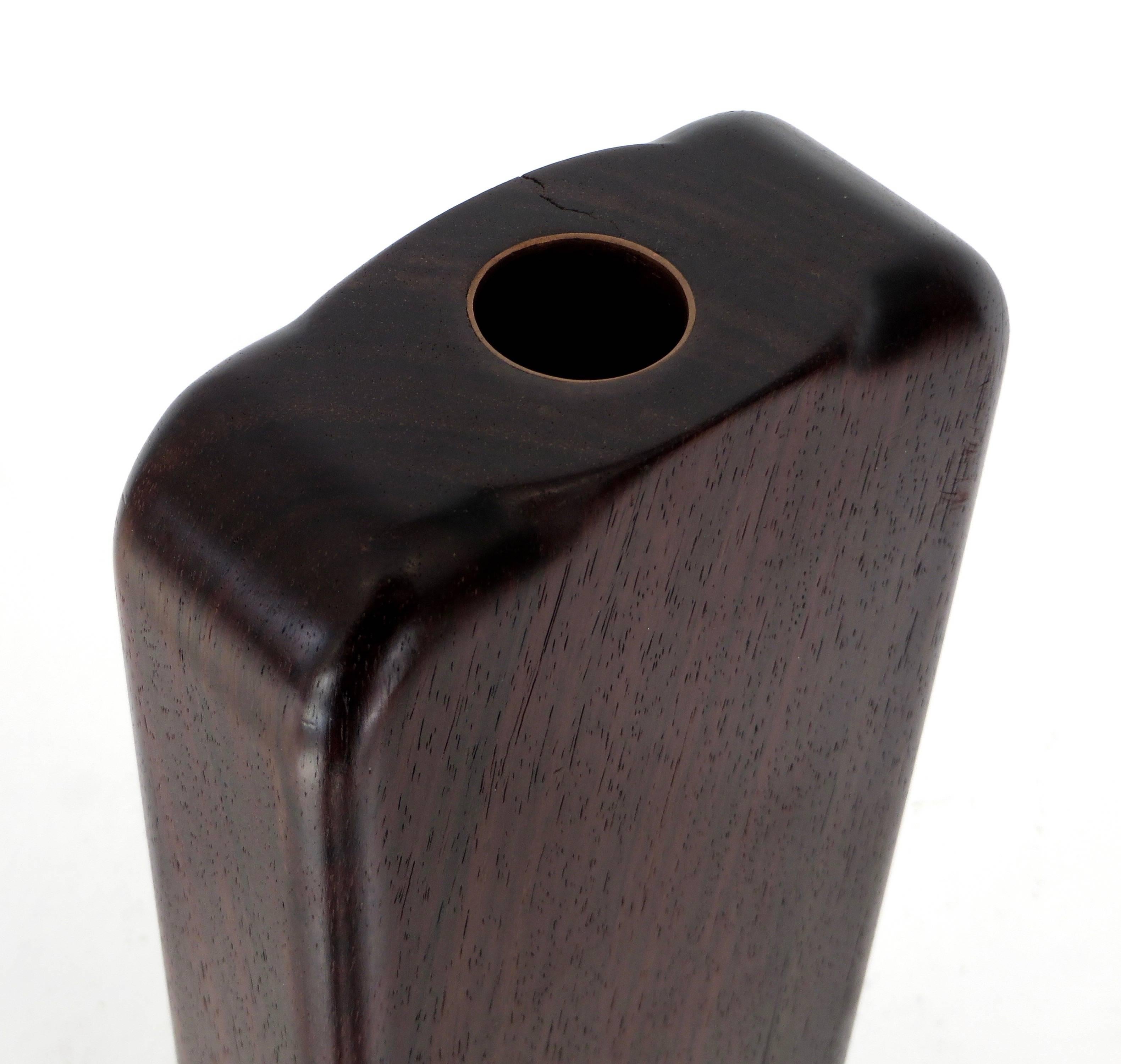 Solid Rosewood Minimalist Artisanal Flower Vase with Copper Liner 3