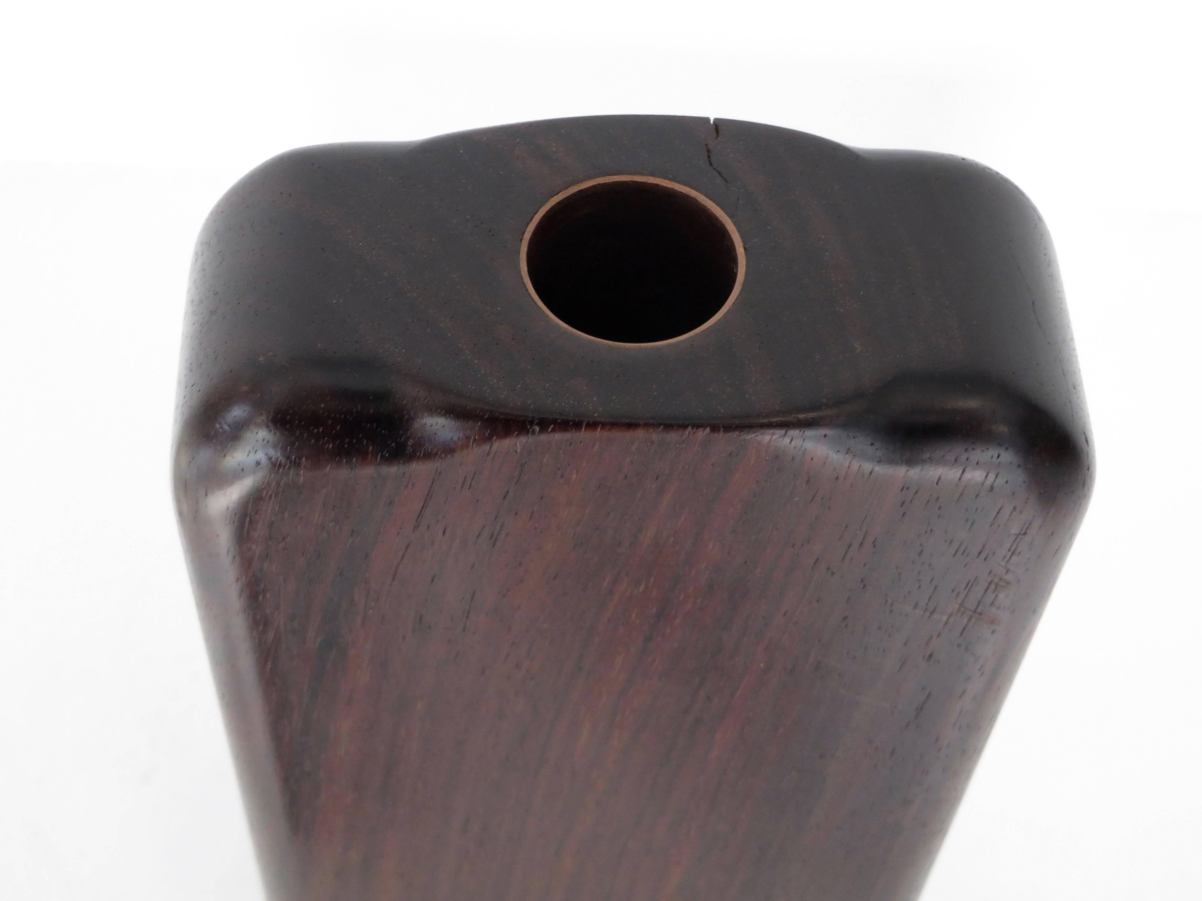 Solid Rosewood Minimalist Artisanal Flower Vase with Copper Liner 2