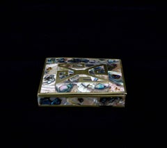 Sterling and Brass Box with Abalone Inlay and Rosewood Interior Taxco, Mexico