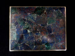 Los Castillo Taco Brass and Silver Box Lapis Inlay Rosewood Interior Mexico