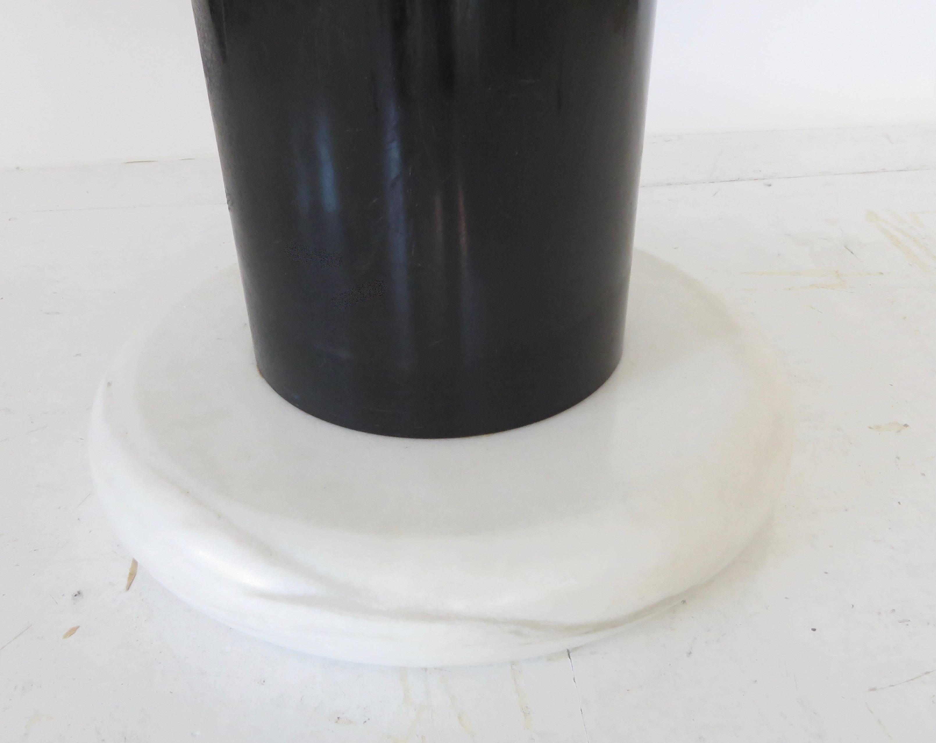 Ettore Sottsass White and Black Round Marble Dining Table Lotorosso Polotronova 1