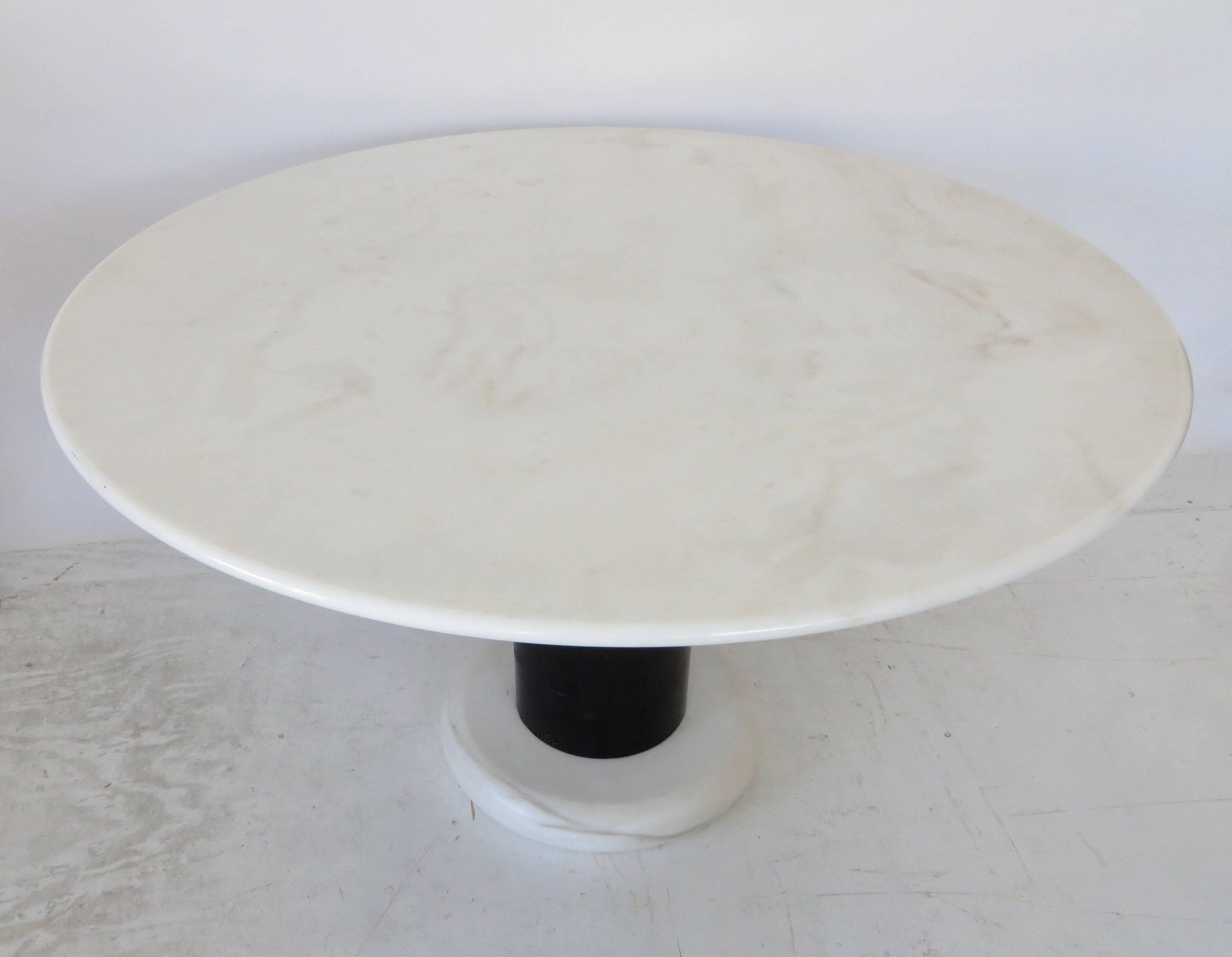 Carrara Marble Ettore Sottsass White and Black Round Marble Dining Table Lotorosso Polotronova
