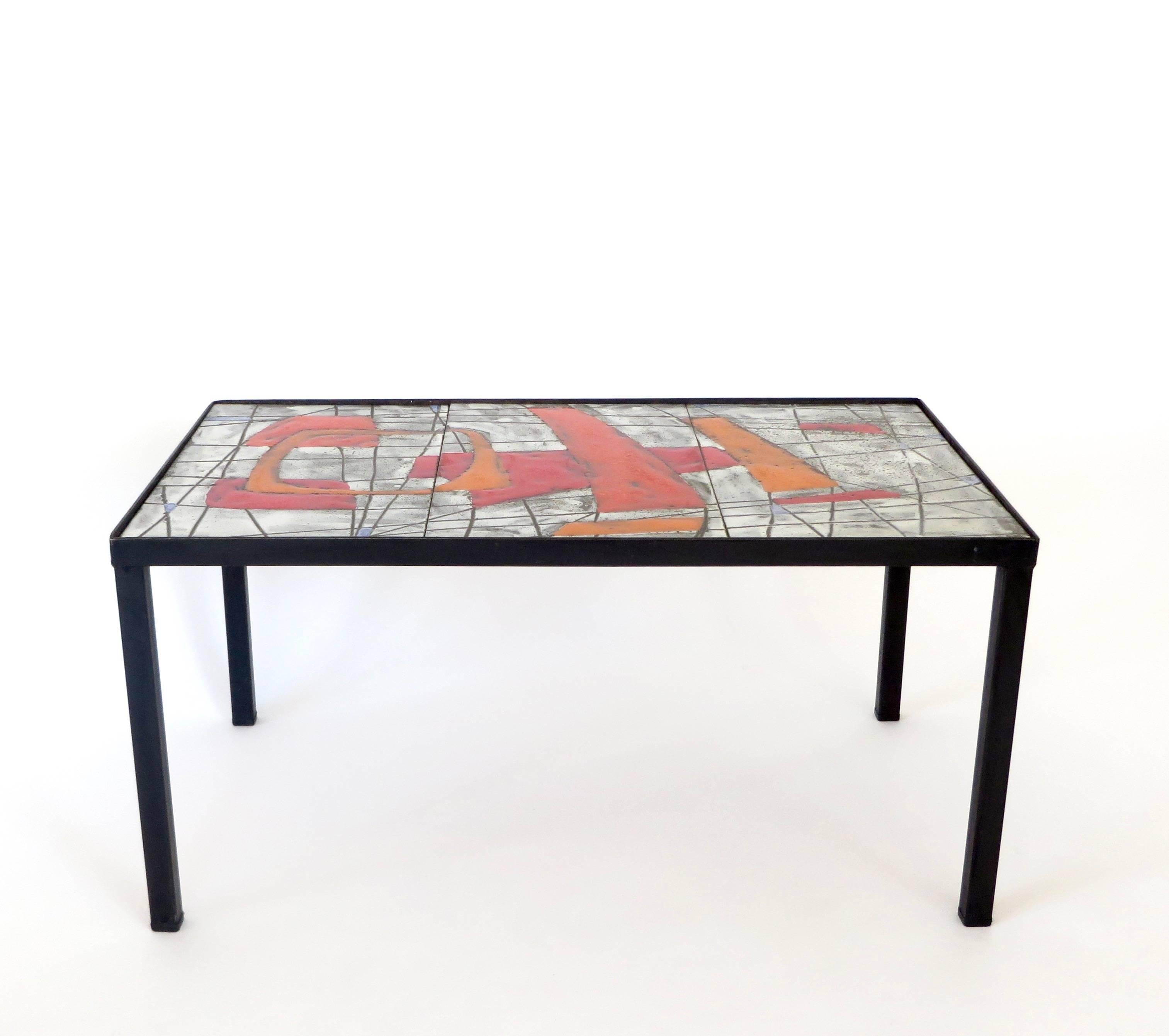 Mid-Century Modern  Jean and Robert Cloutier French Ceramic Side or Coffee Table Freres Cloutier
