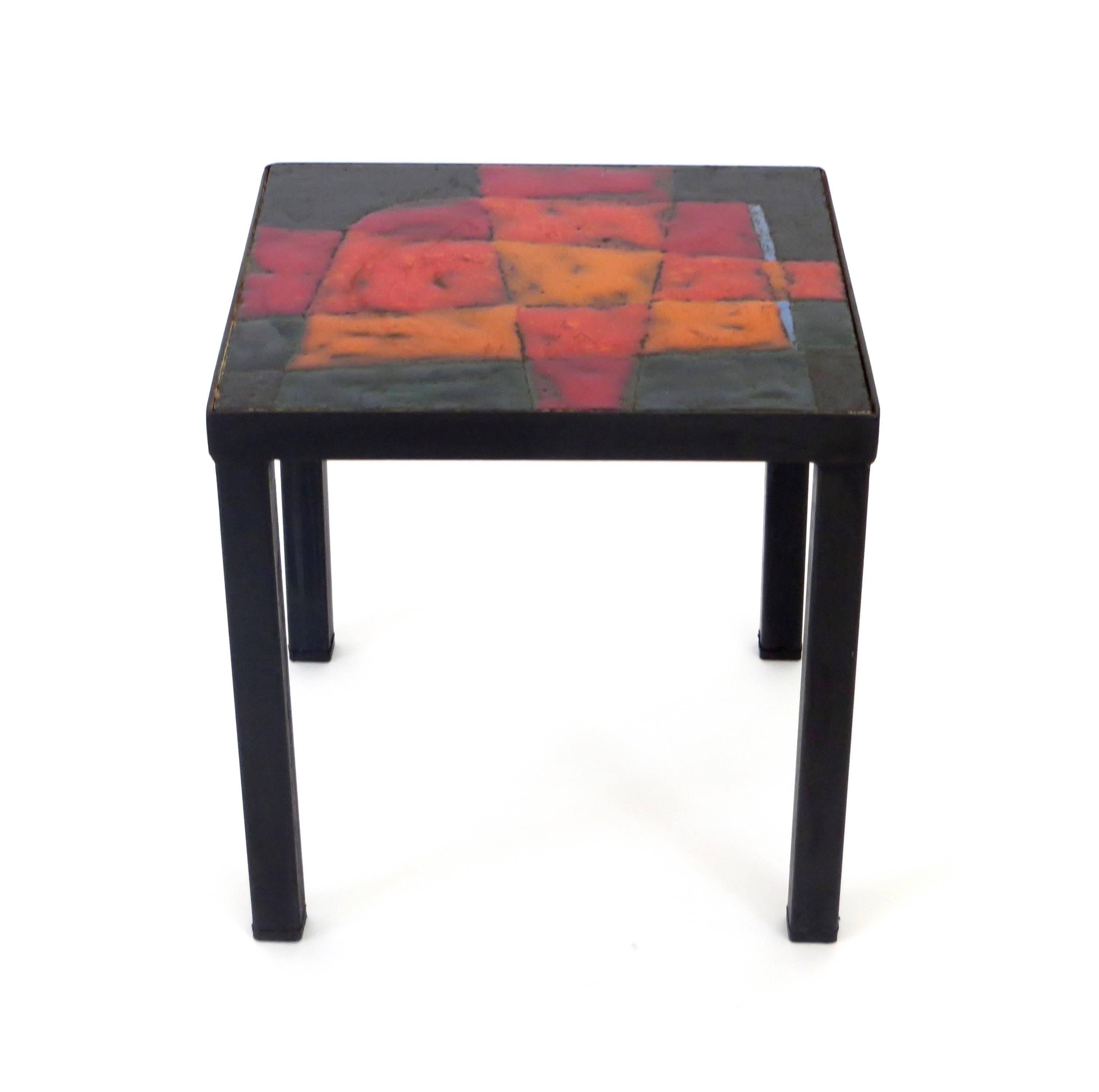 Mid-Century Modern Jean and Robert Cloutier French Ceramic Side Table Freres Cloutier, 
