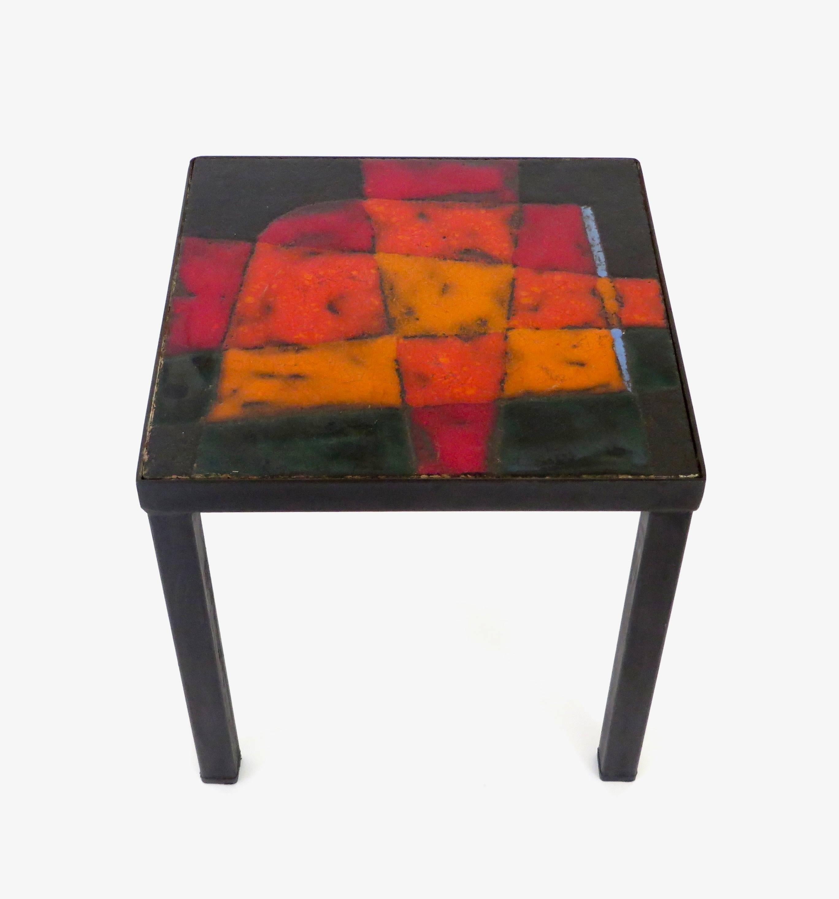 Mid-20th Century Jean and Robert Cloutier French Ceramic Side Table Freres Cloutier, 