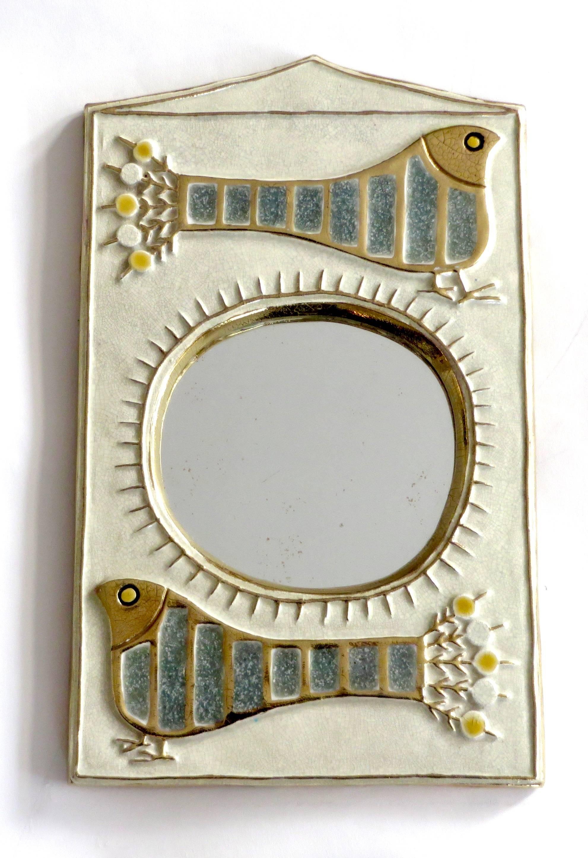 French Ceramic Mirror by Francois Lembo of Vaullauris 2