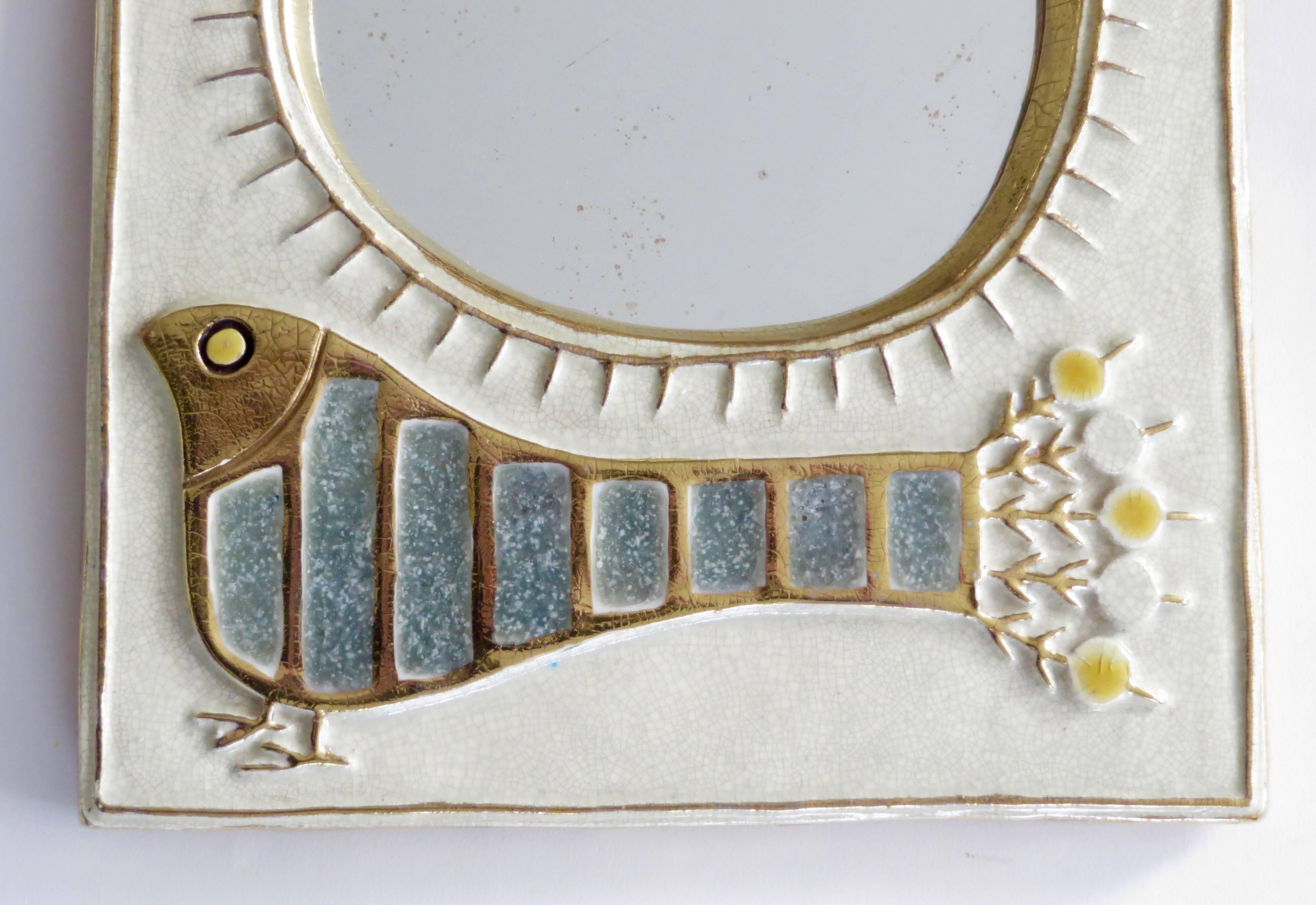 Mid-20th Century French Ceramic Mirror by Francois Lembo of Vaullauris