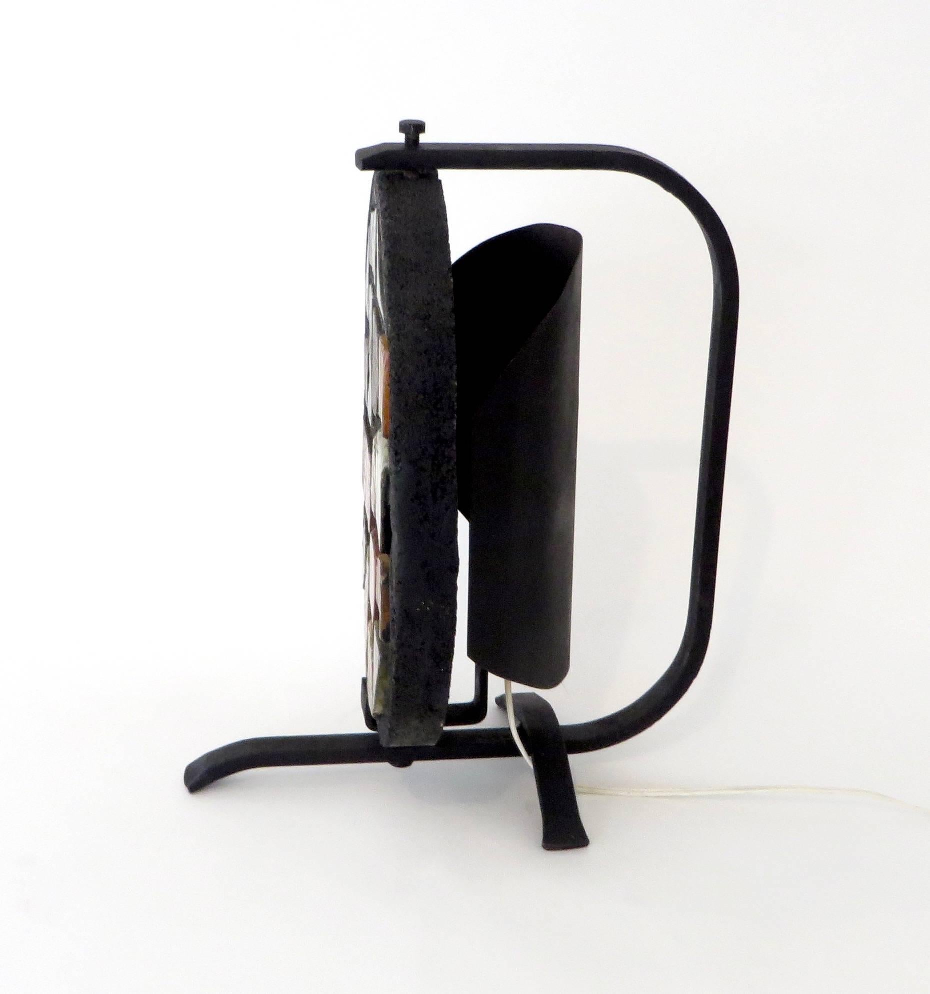 Mid-Century Modern French Mosaic Glass and Iron Table Lamp by Jacques Avoinet and Jean Simon Labret