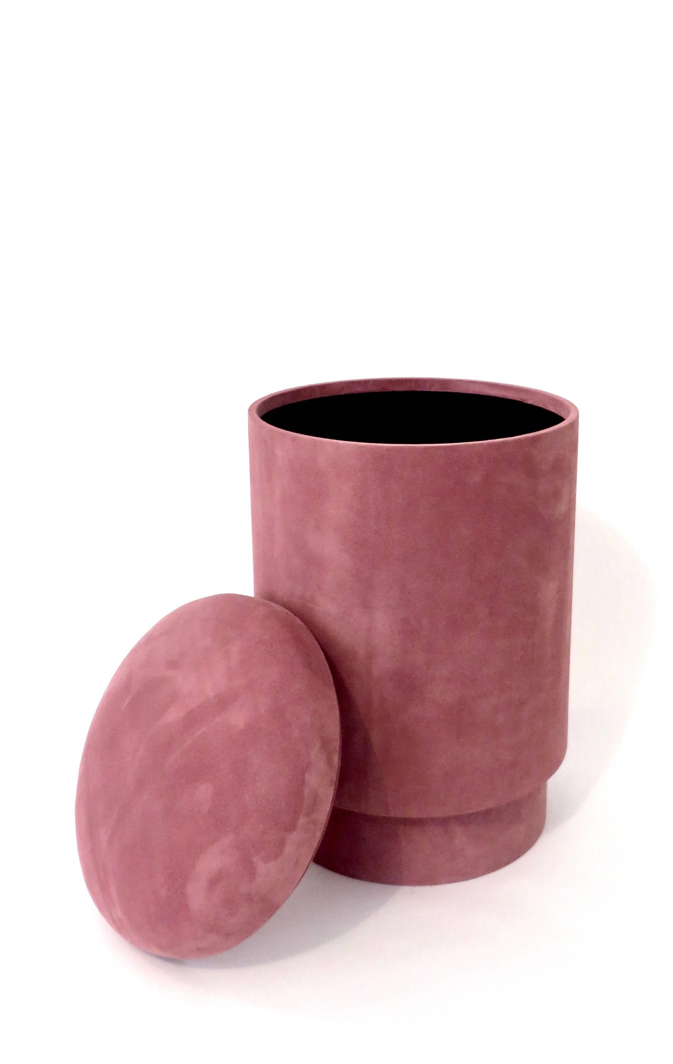 Modern Micheal Verheyden Tabou or Pouf with Storage in Pink Suede