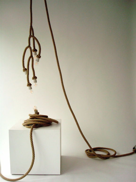Modern Five-Light Flax Rope or Single Light by Christien Meindertsma