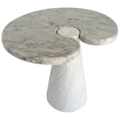 Angelo Mangiarotti Italian Carrara Marble Low Side Table, Eros Series