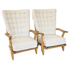 Guillerme et Chambron Votre Maison Pair of French Grand Repos Lounge Chairs