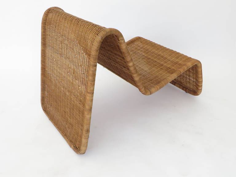 Mid-Century Modern Pair of Tito Agnoli Wicker or Cane Sculptural Lounge Chairs 