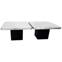 Pair of Etched Stainless Steel Tables by Heinz Lilienthal Coffee or Side Tables