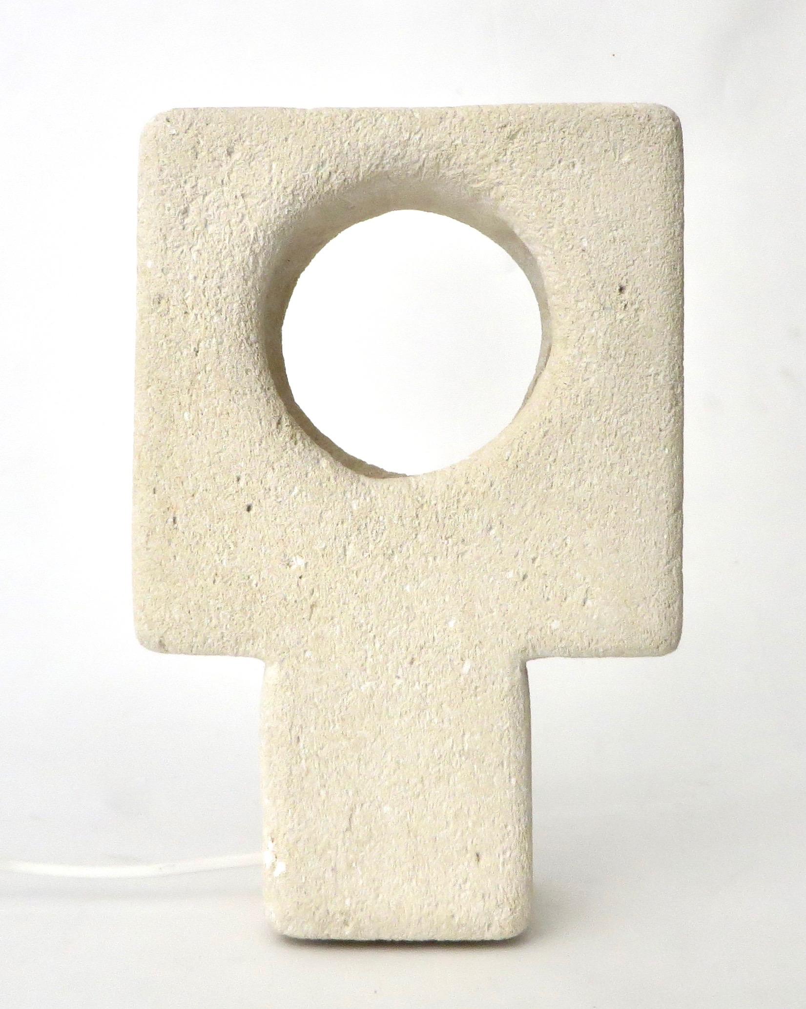 Albert Tormos Carved Sculptural French Limestone Table Lamp 1
