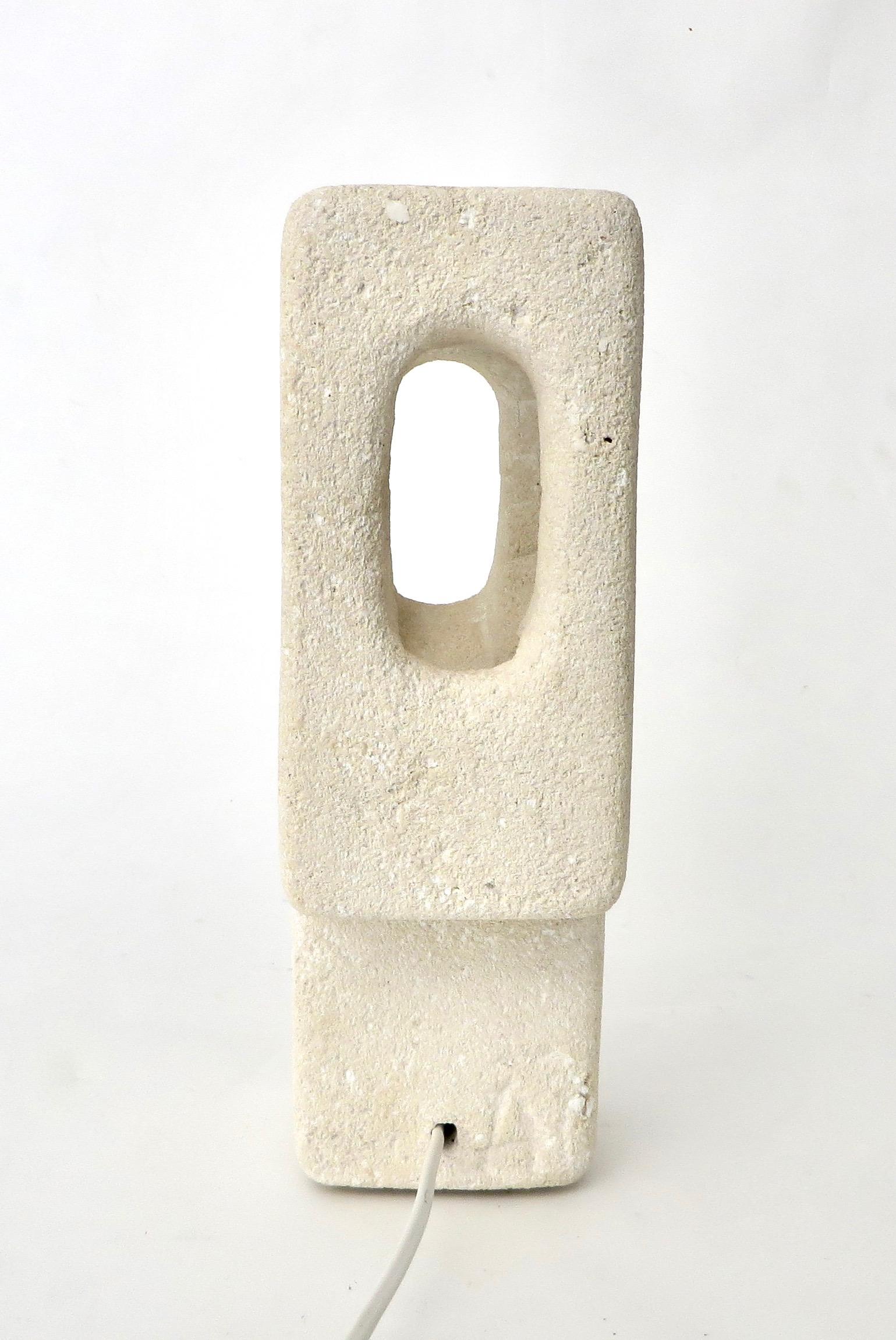 Albert Tormos Carved Sculptural French Limestone Table Lamp 3