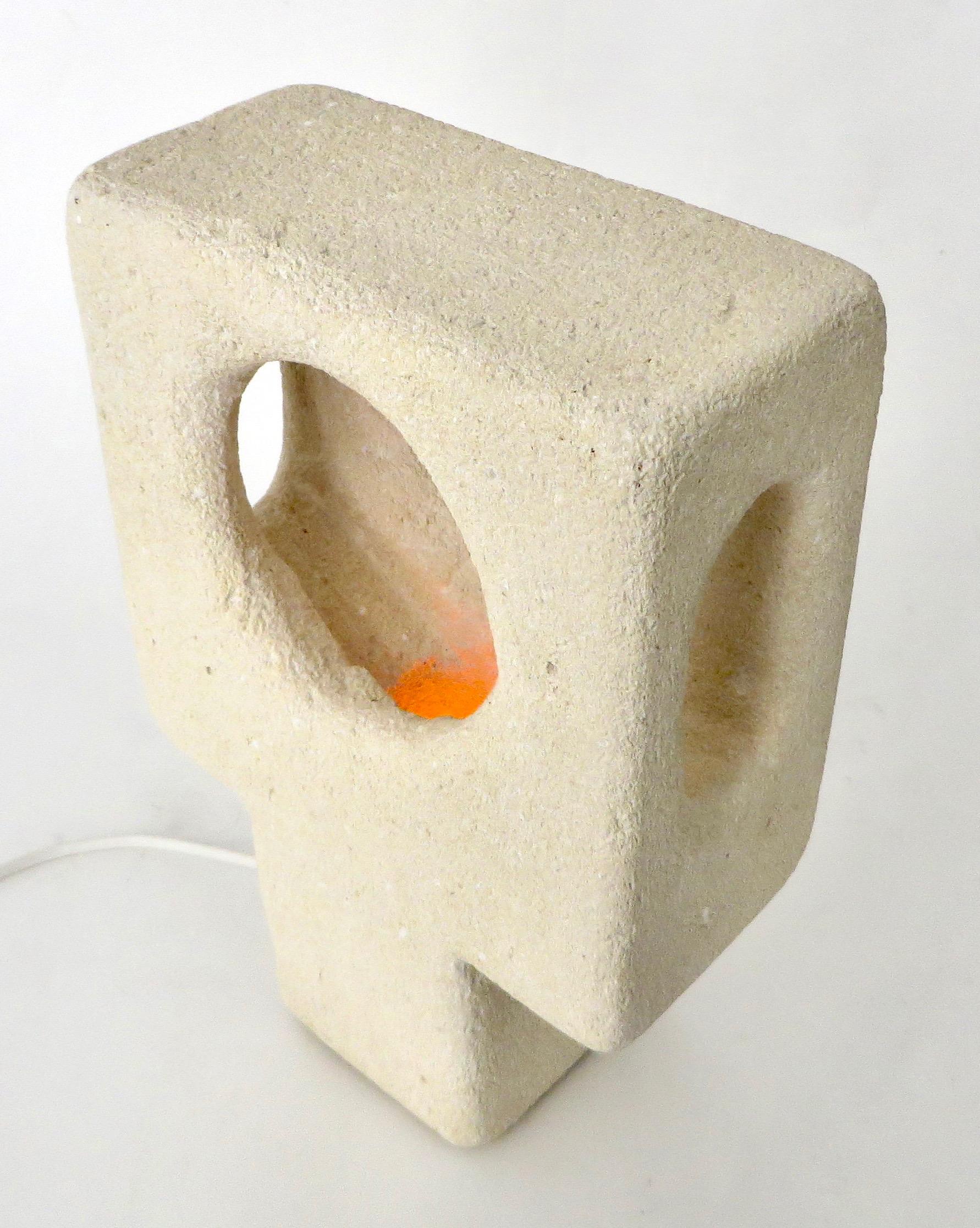 Albert Tormos Carved Sculptural French Limestone Table Lamp 4