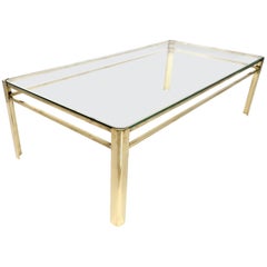 Bronze and Glass Coffee Cocktail Table by Jacques Quinet for Maison Malabart