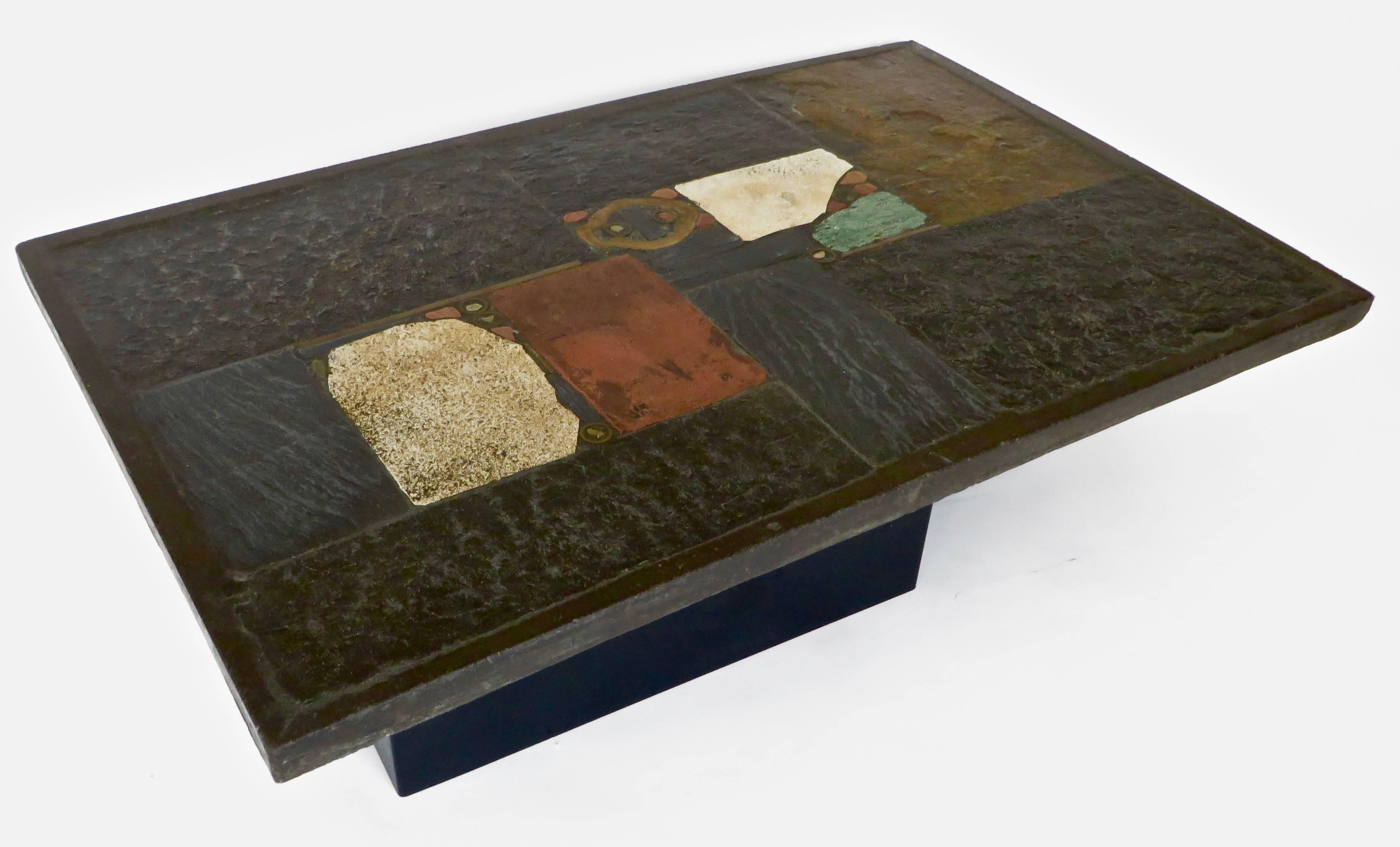 Late 20th Century Mosaic Stone and Slate Coffee Table by Dutch Artist Paul Kingma, 1974