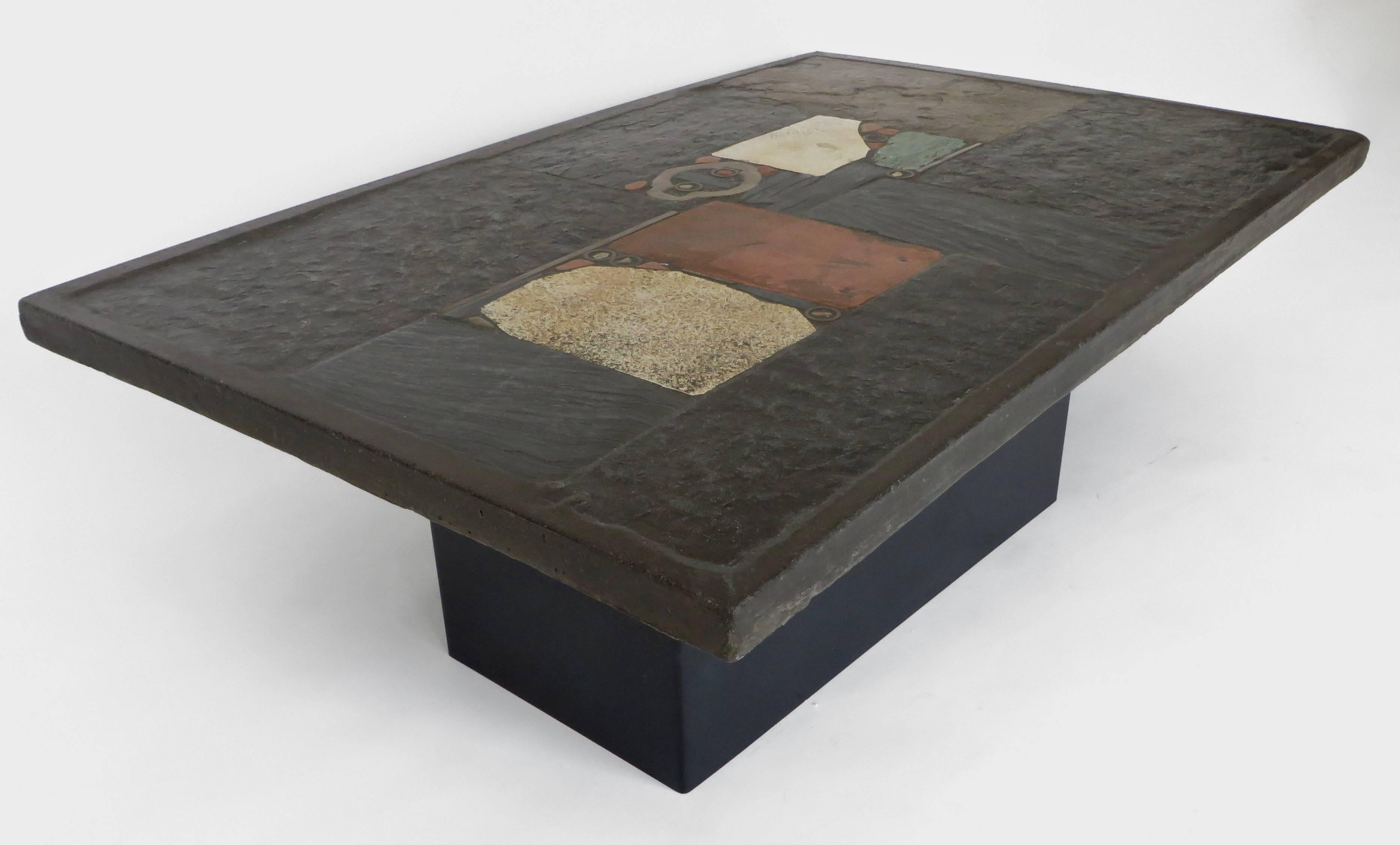Mosaic Stone and Slate Coffee Table by Dutch Artist Paul Kingma, 1974 1