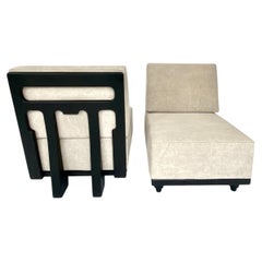 Guillerme et Chambron Votre Maison Pair of Lounge Chairs Model Elmyre Ebonized
