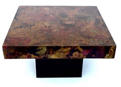 Poolkes Signed Belgian Coffee or Side Table with Etched Patinated Copper Top