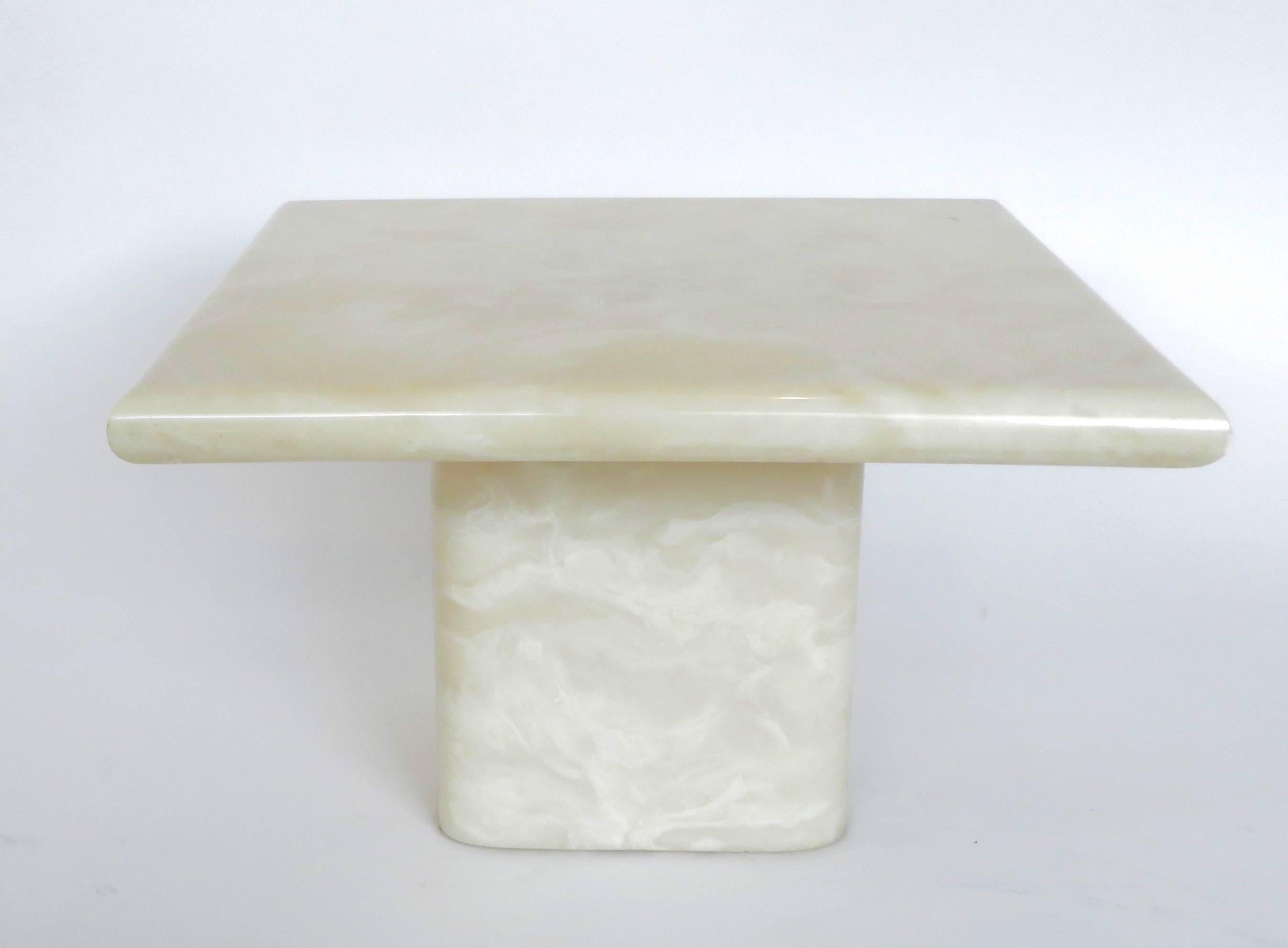 Pair of Cream Ivory Cultured Marble Low Side or Coffee Tables at ...