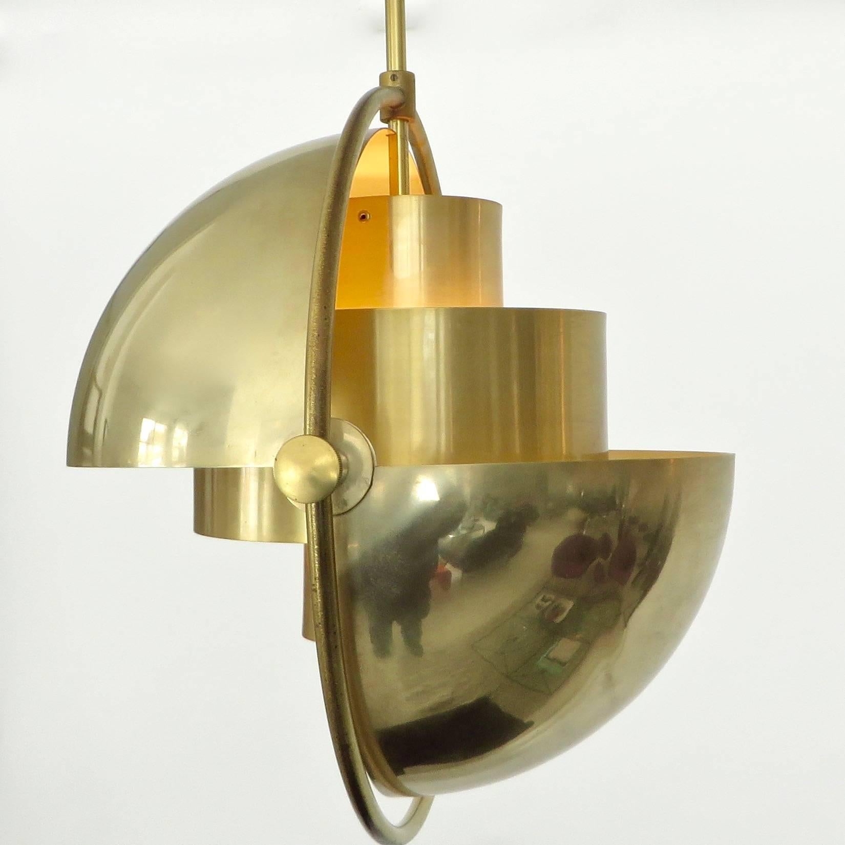 Scandinavian Modern Rare Brass Vintage Multi-Lite Pendant by Louis Weisdorf for Lyfa Denmark
