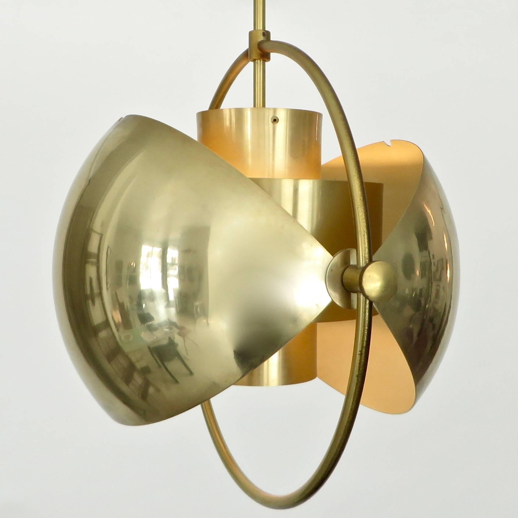 Late 20th Century Rare Brass Vintage Multi-Lite Pendant by Louis Weisdorf for Lyfa Denmark