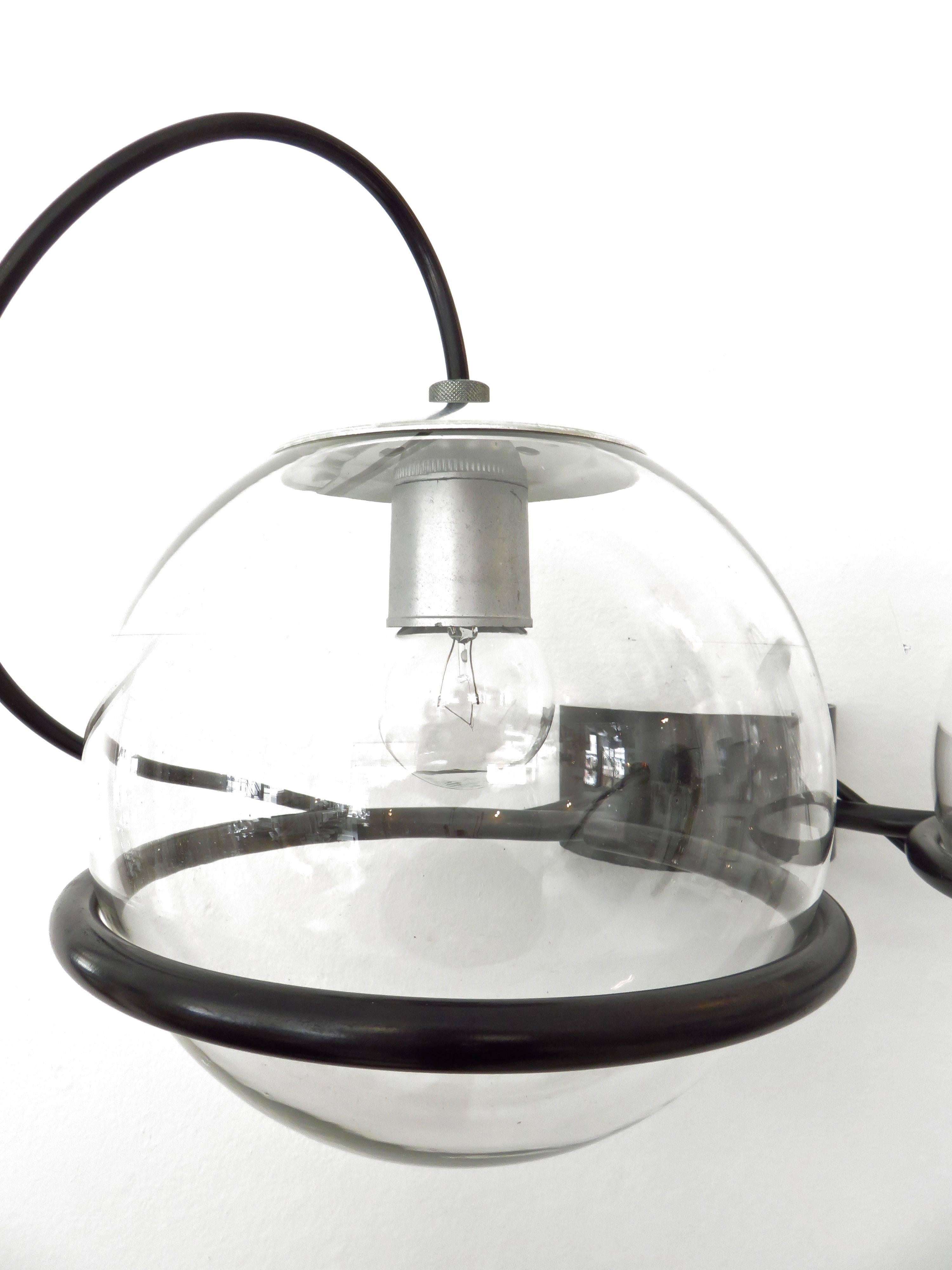 Metal Gino Sarfatti Mid Century Wall Sconce 237/2 With Two Glass Globes Black Frame