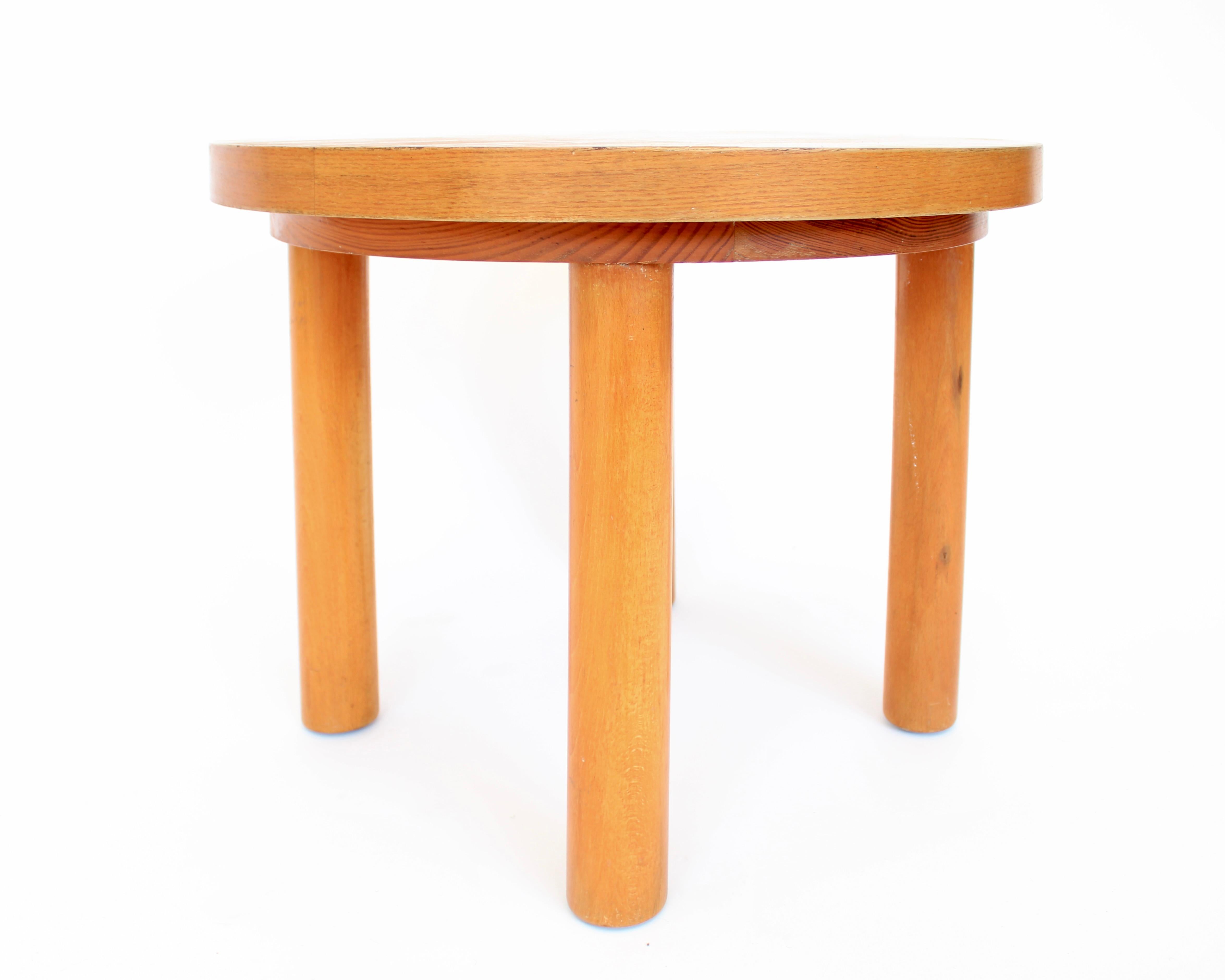 Pine Charlotte Perriand Round Small Coffee or Side Table For Sale