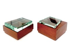 Cajas de cristal y madera de nogal Fontana Arte Editado por Fontana Arte c1940