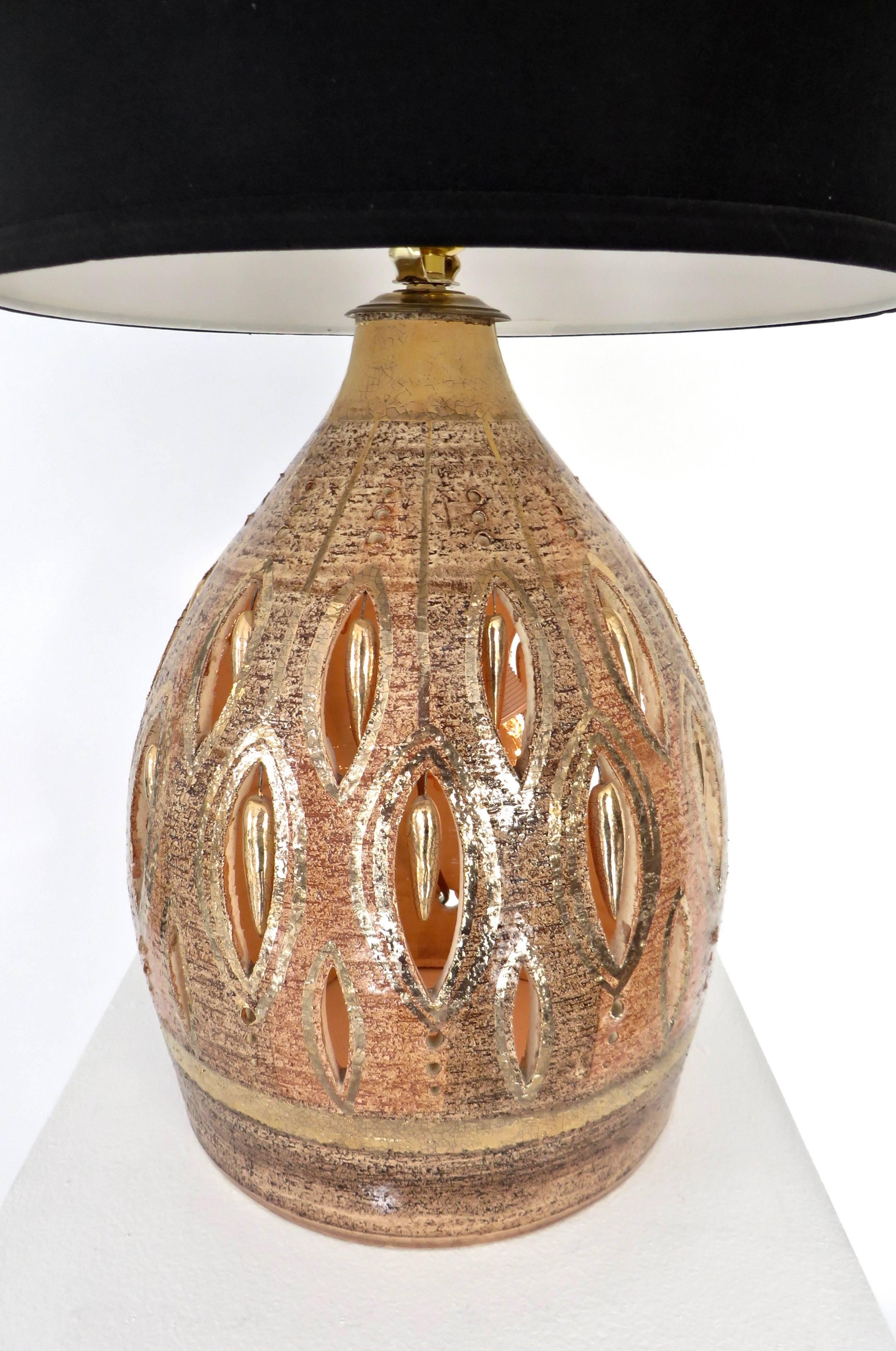 Georges Pelletier French Glazed and Incised Ceramic Table Lamp  3