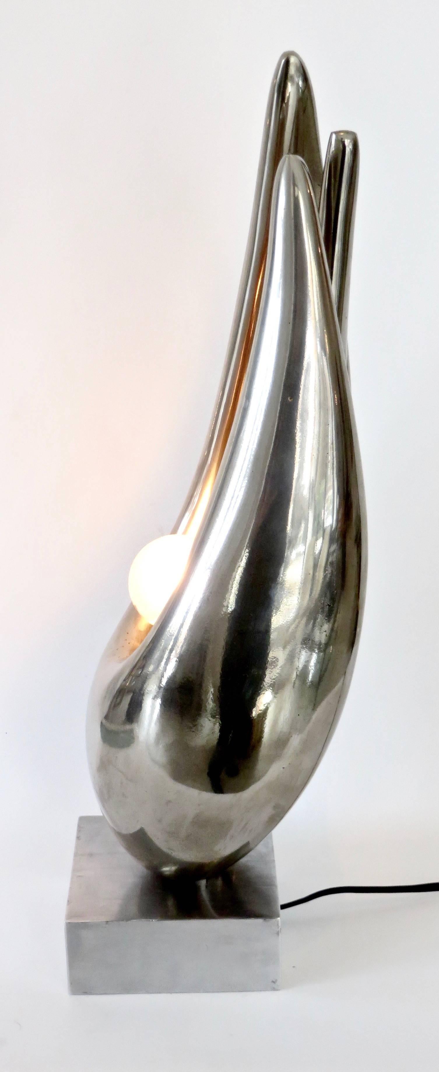 Lampe de bureau française en nickel et bronze chromé de Michel Dumas pour Maison Charles en vente 2