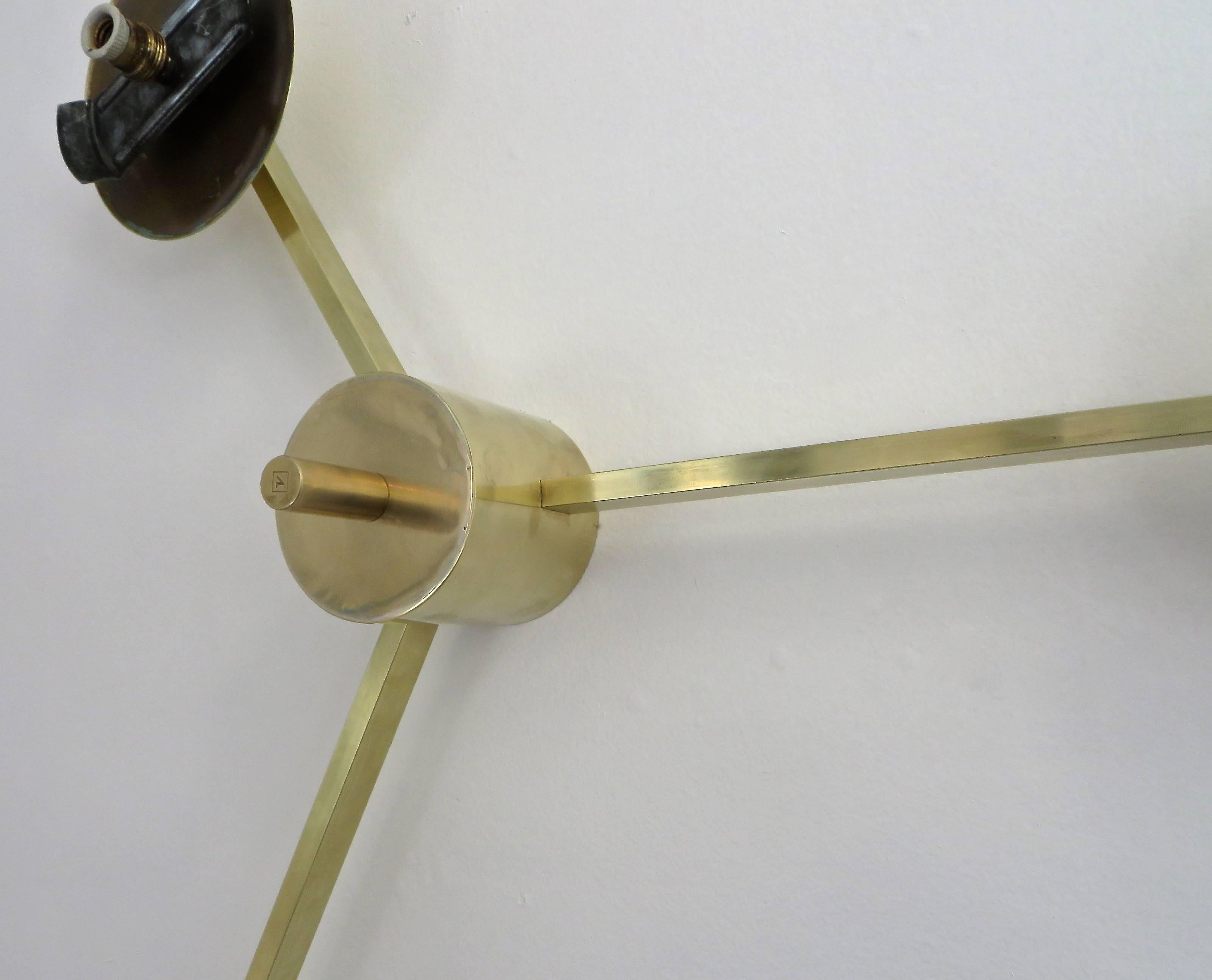 Angelo Lelli Italian Three-Arm Brass Ceiling Wall Light for Arredoluce In Excellent Condition In Chicago, IL
