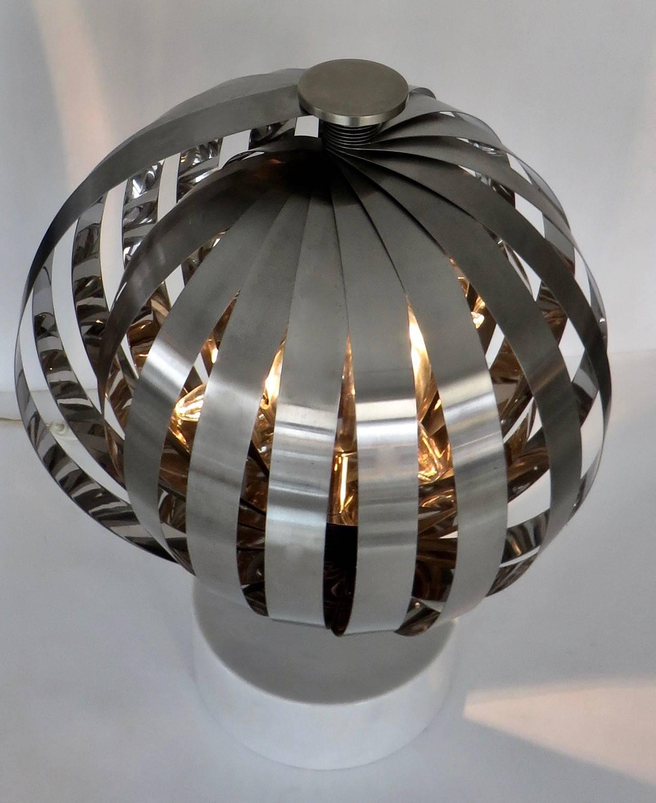 Stainless Steel Italian Table Lamp by Gaetano Missaglia, circa 1970 For Sale