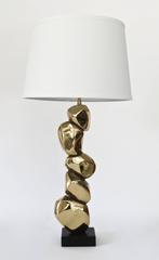 Michel Jaubert Signed Pair of French Sculptural Bronze Table Lamps