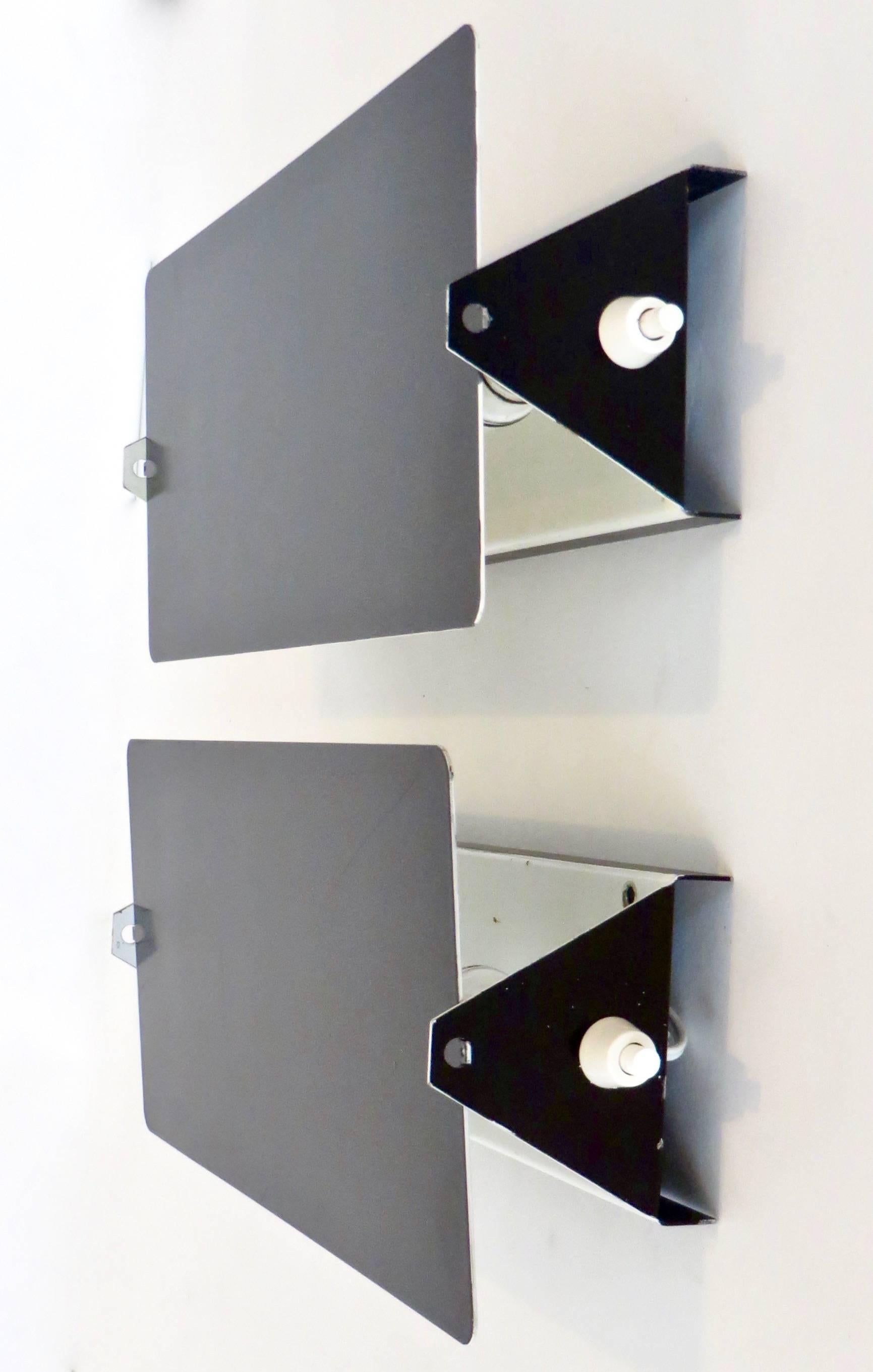 Mid-Century Modern A Pair of Black Long Sconces by Charlotte Perriand, Edition Steph Simon