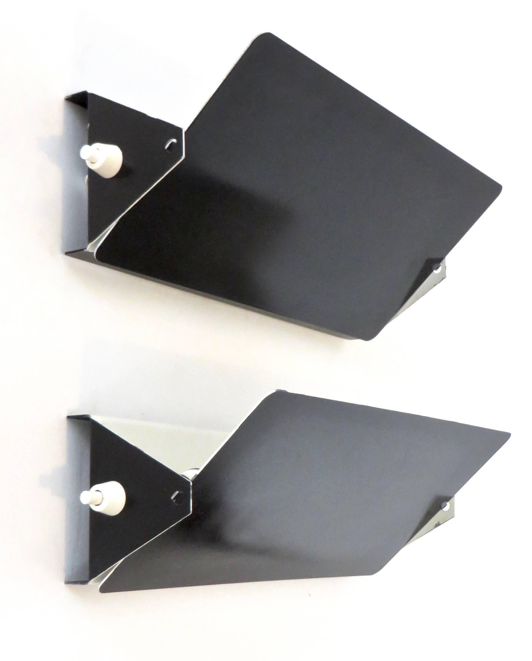 French A Pair of Black Long Sconces by Charlotte Perriand, Edition Steph Simon