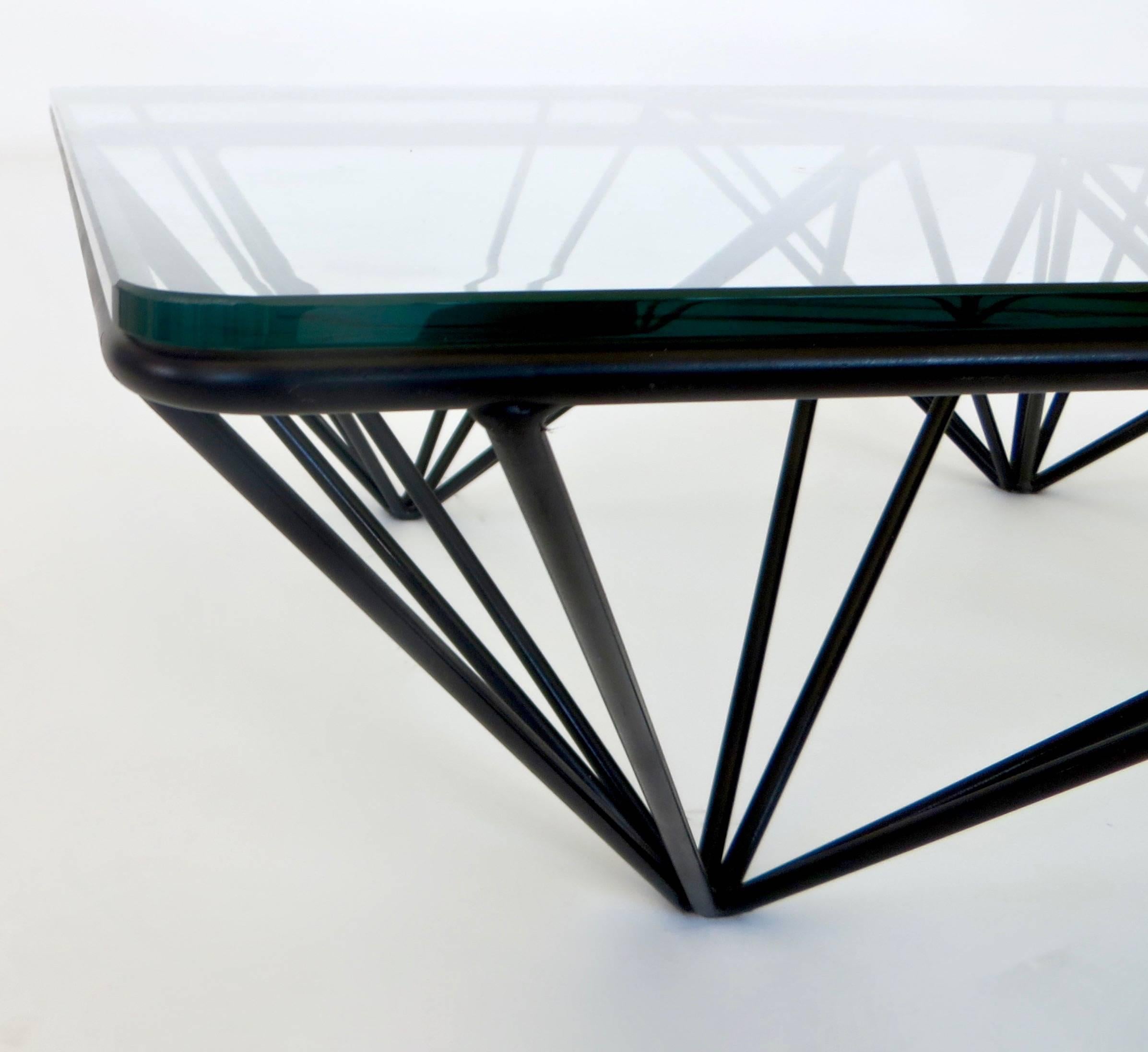 Low Square Black Steel Italian Coffee Table in the Style of Paolo Piva 4